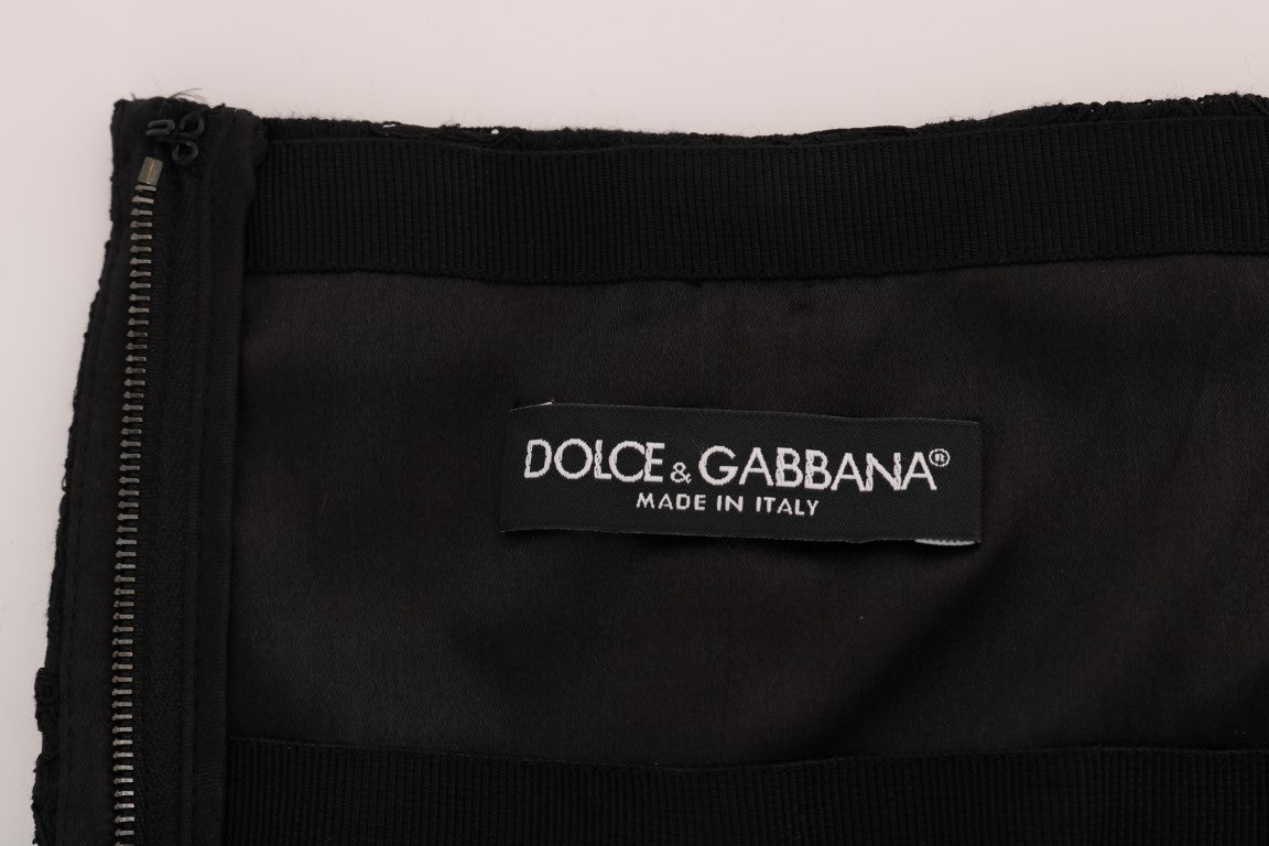 Jupe trapèze en dentelle noire à découpes florales Dolce & Gabbana