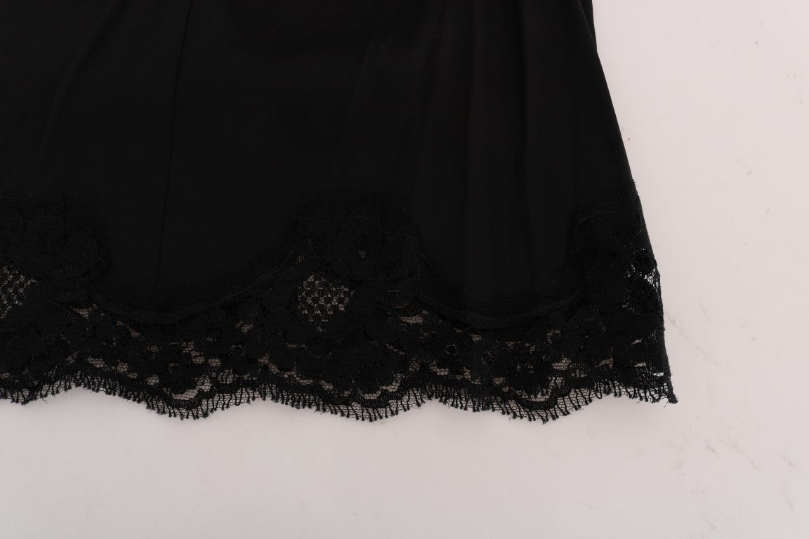 Jupe trapèze en dentelle noire à découpes florales Dolce & Gabbana