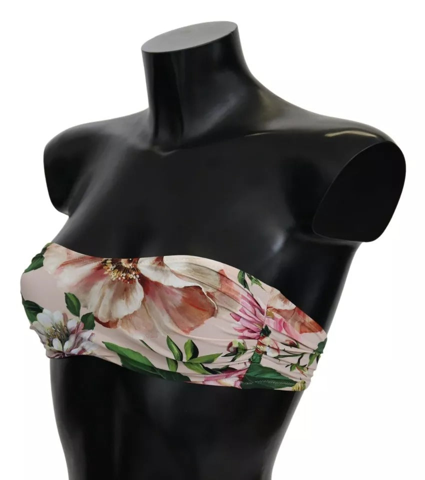 Dolce & Gabbana Pink Blumendruck Badeanzug Beachwear Bikini Top