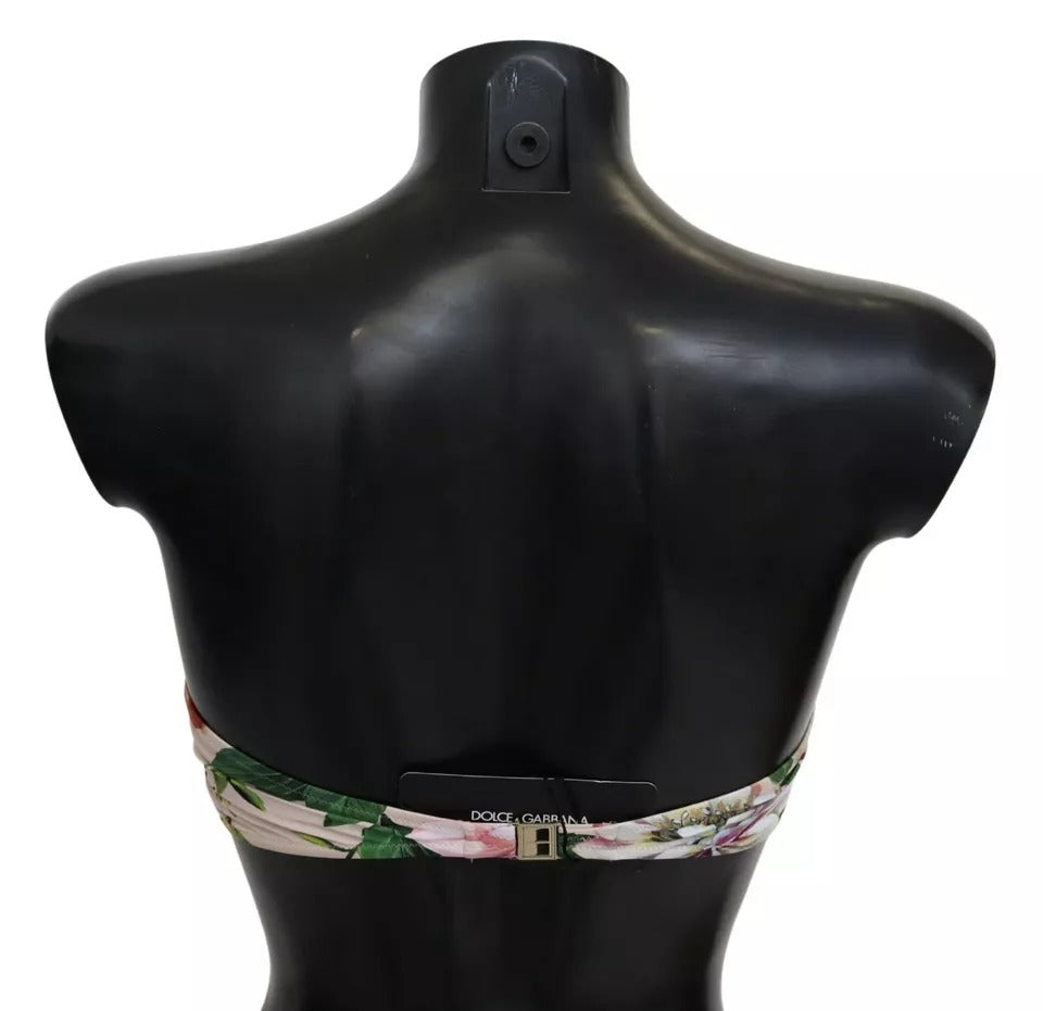 Dolce & Gabbana Pink Blumendruck Badeanzug Beachwear Bikini Top