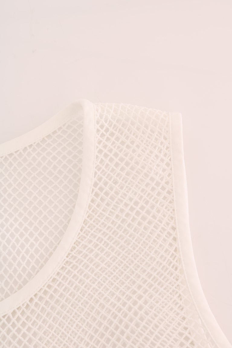 Dolce & Gabbana White Net Tank Transparent Top
