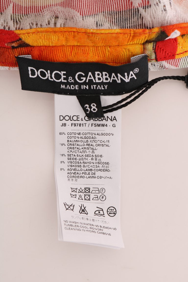 Chemisier imprimé orange Dolce & Gabbana orné de cristaux