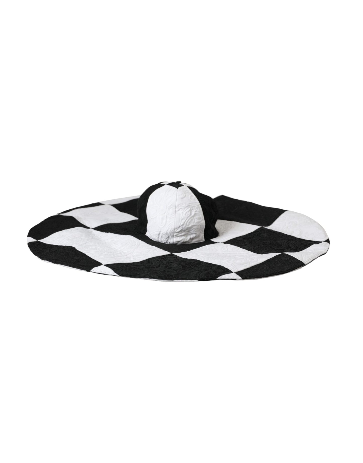 Chapeau souple à large bord à carreaux noirs et blancs Dolce & Gabbana