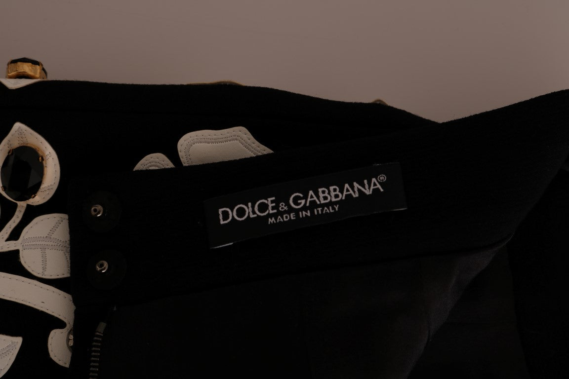 Jupe crayon à fleurs en cristal noir Dolce & Gabbana