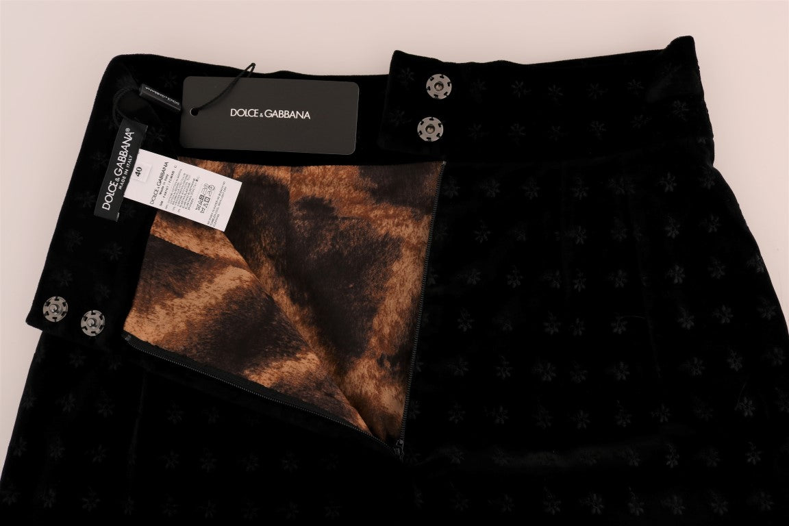 Jupe crayon en velours baroque vert foncé Dolce & Gabbana