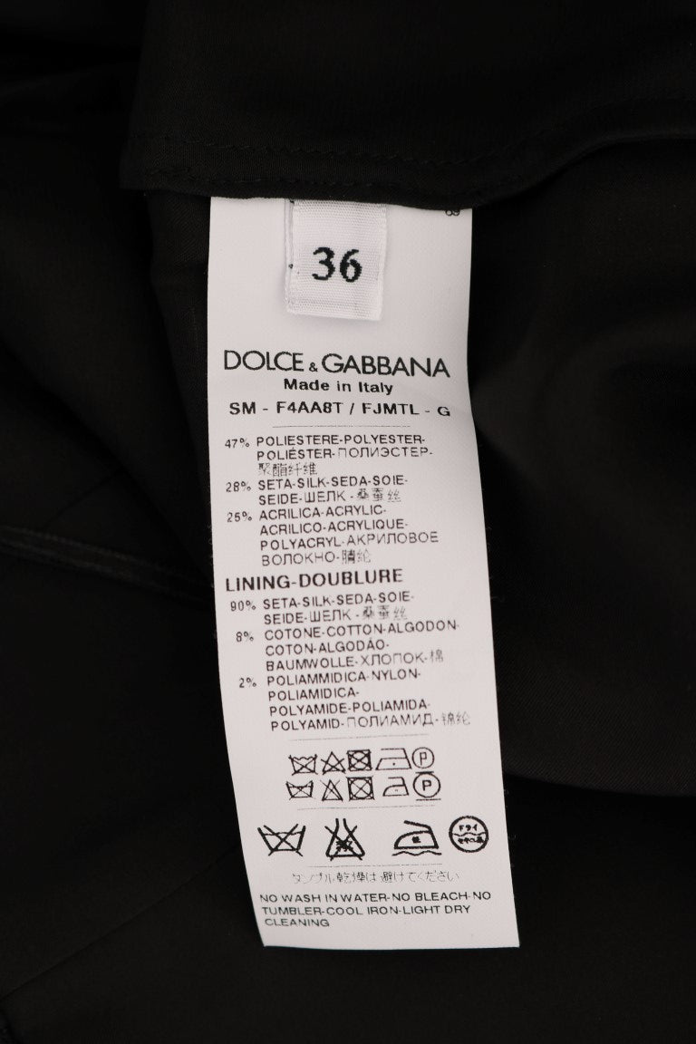 Jupe trapèze en soie jacquard florale noire Dolce & Gabbana