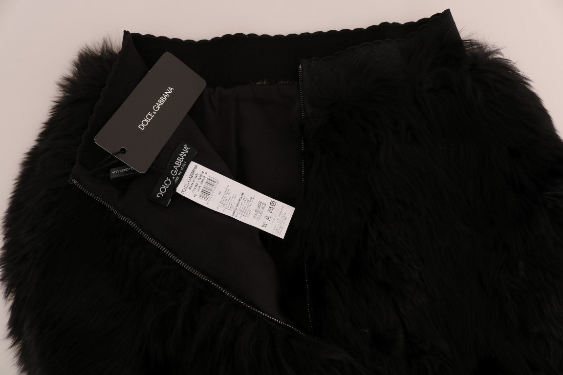 Mini-culotte en fourrure de vison noir Dolce & Gabbana