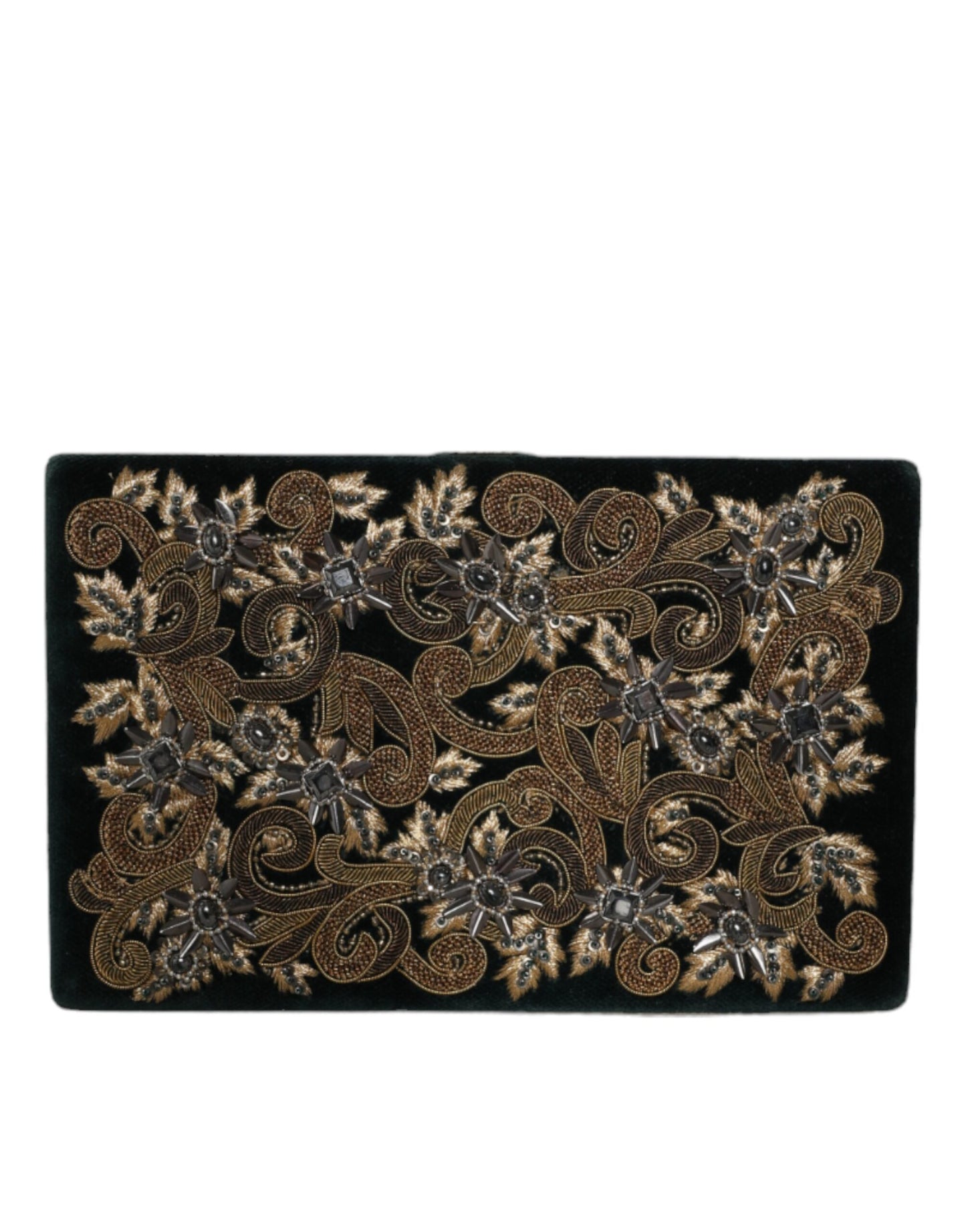 Sac à main de soirée Dolce & Gabbana en velours noir avec cadre doré