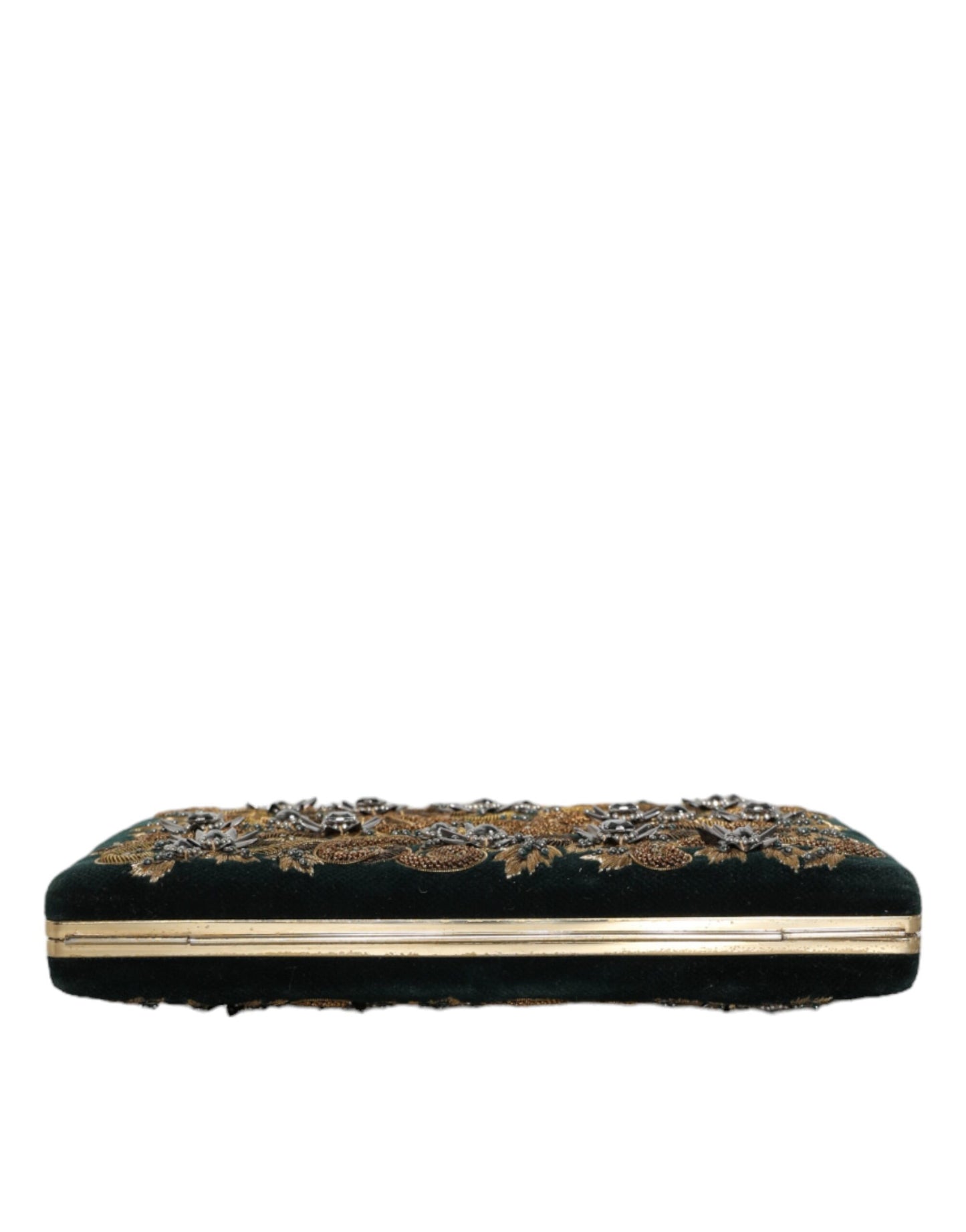 Sac à main de soirée Dolce & Gabbana en velours noir avec cadre doré