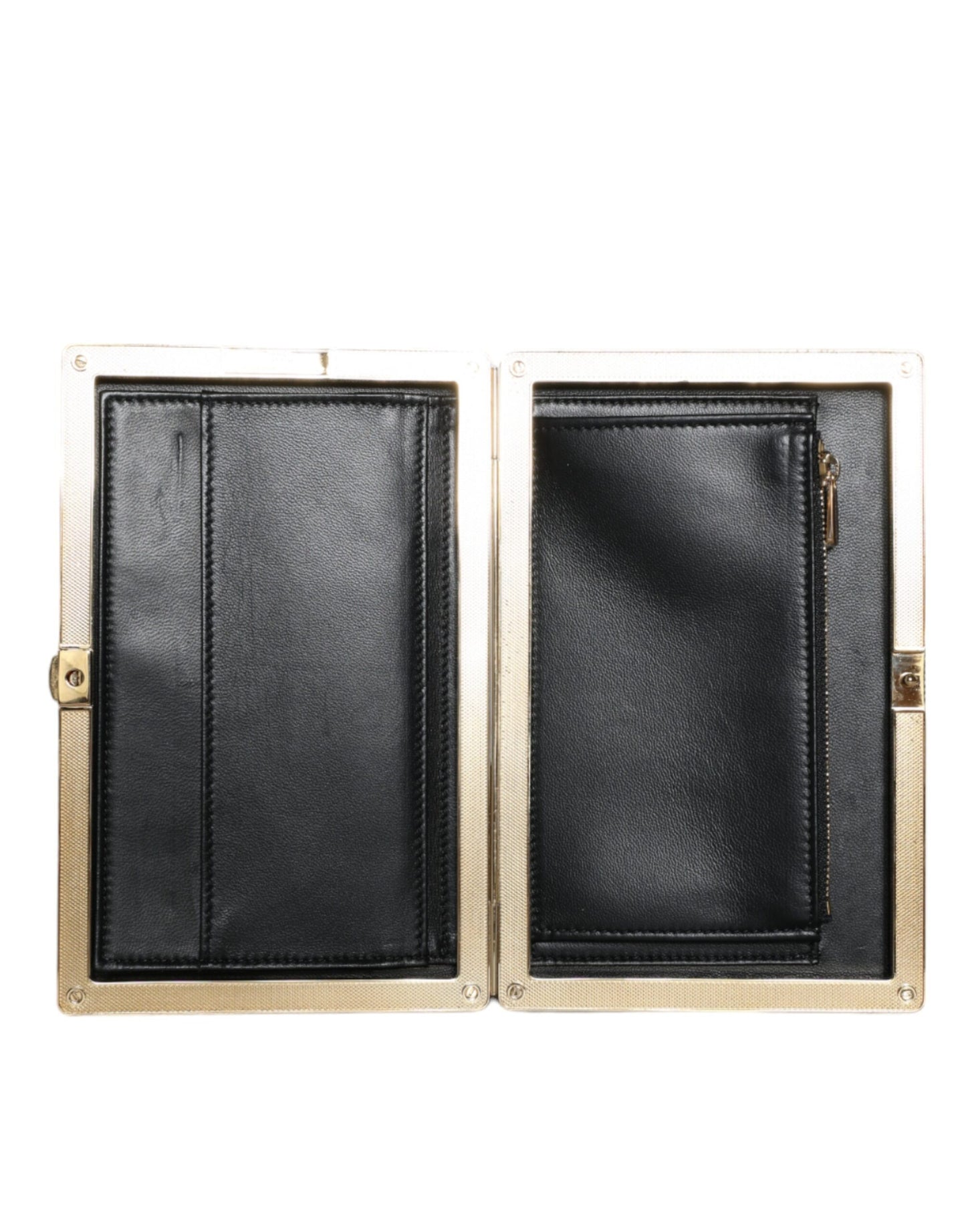 Sac à main de soirée Dolce & Gabbana en velours noir avec cadre doré