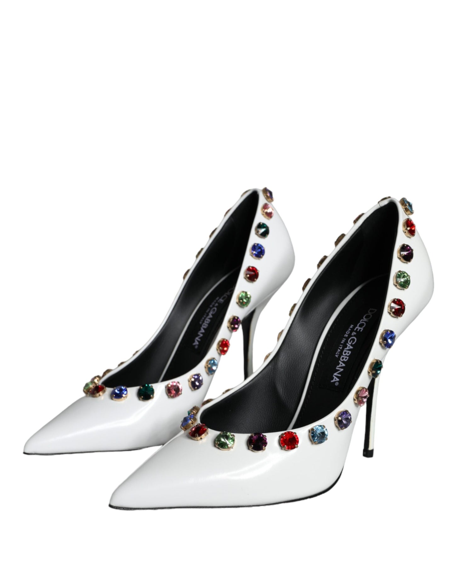 Escarpins à talons hauts Dolce & Gabbana en cuir blanc avec cristaux