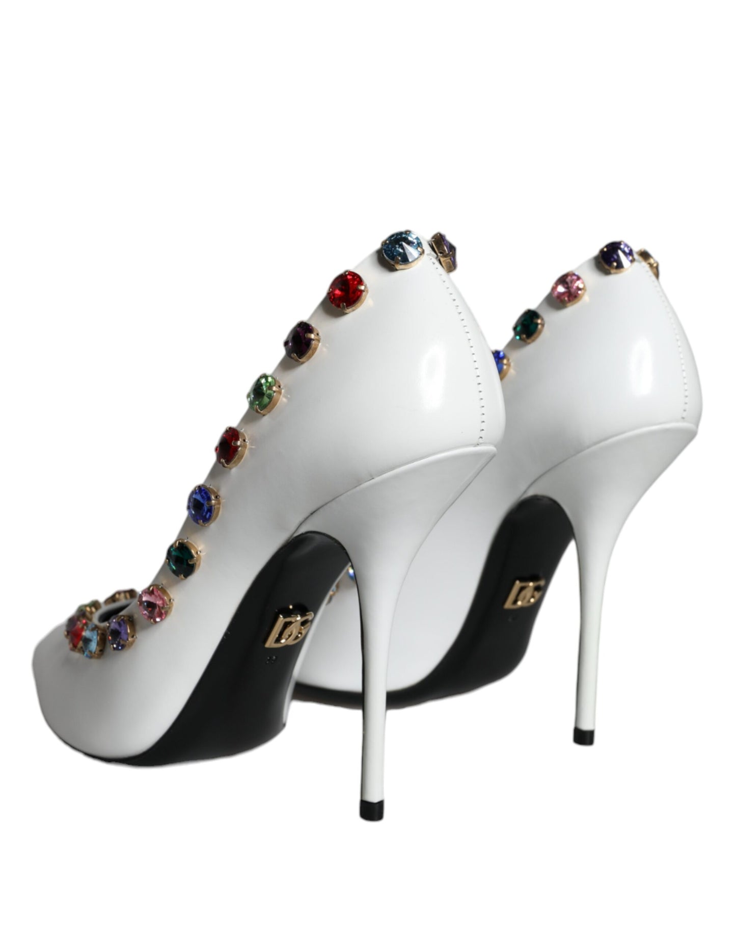 Escarpins à talons hauts Dolce & Gabbana en cuir blanc avec cristaux