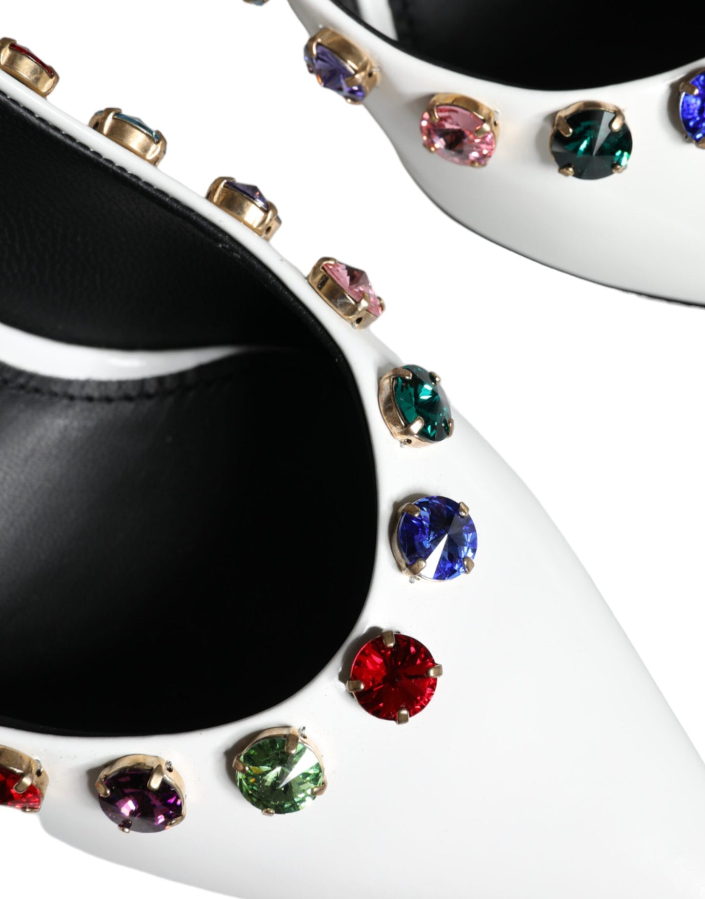 Escarpins à talons hauts Dolce & Gabbana en cuir blanc avec cristaux