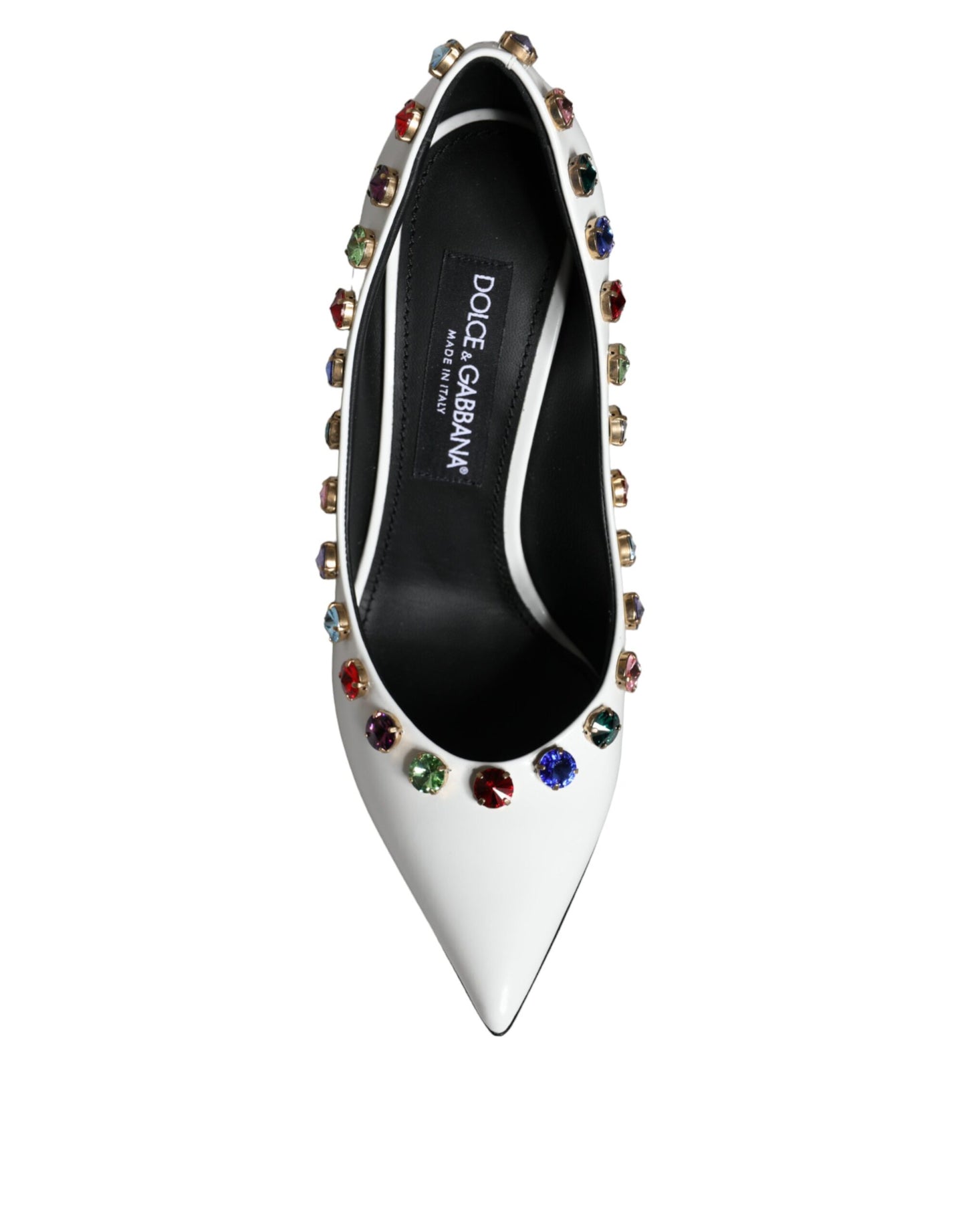 Escarpins à talons hauts Dolce & Gabbana en cuir blanc avec cristaux