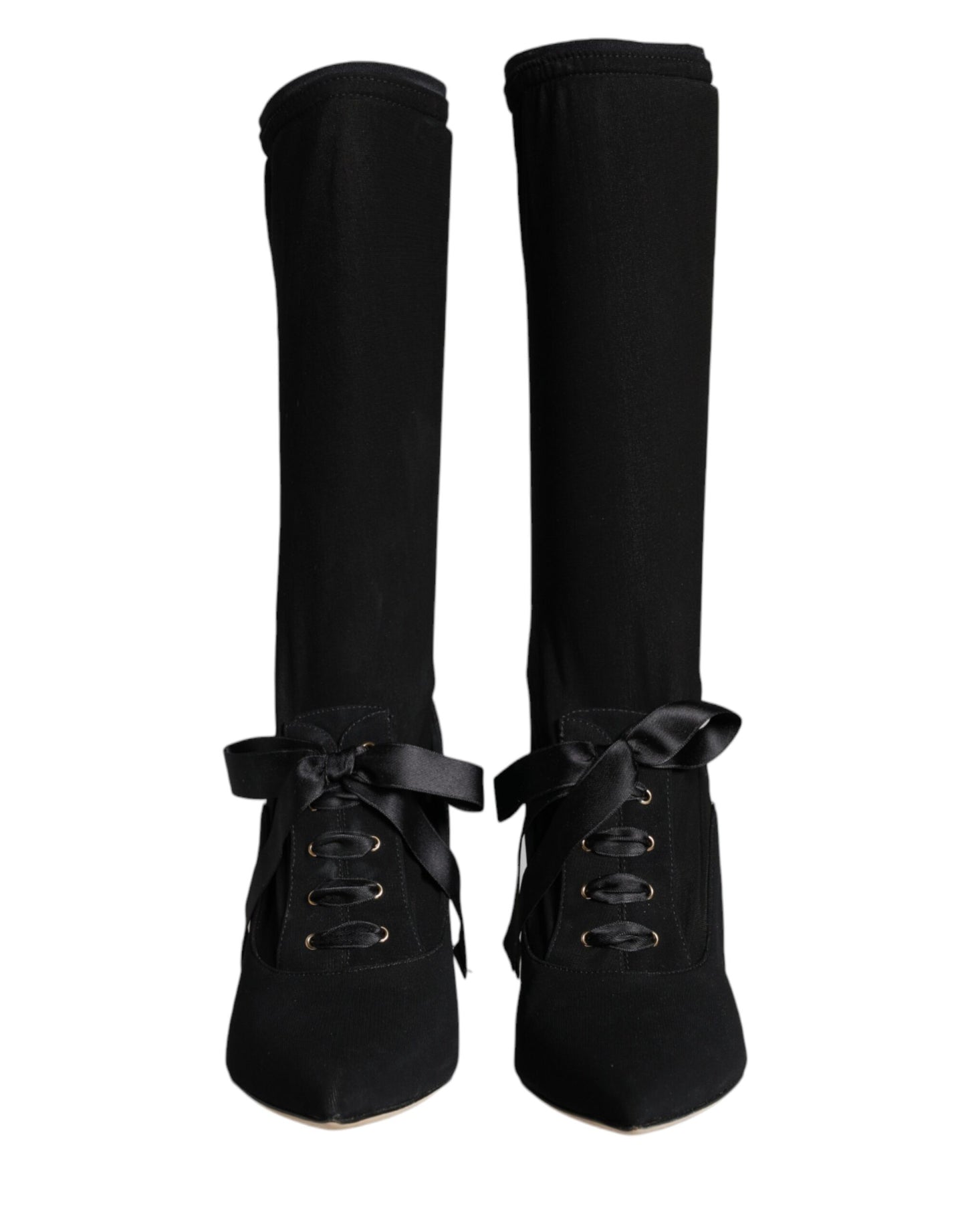 Dolce & Gabbana Schwarze Stiletto-Absätze, wadenlange Stiefel