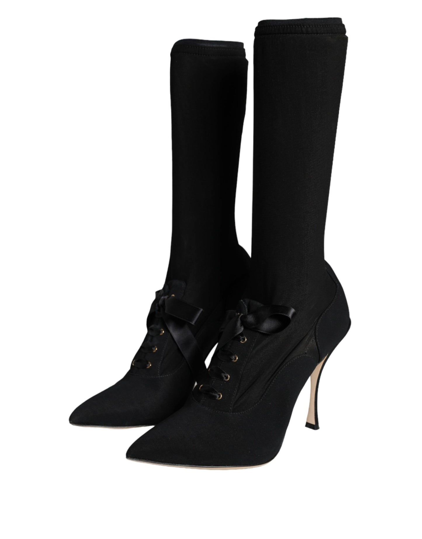 Dolce & Gabbana Schwarze Stiletto-Absätze, wadenlange Stiefel