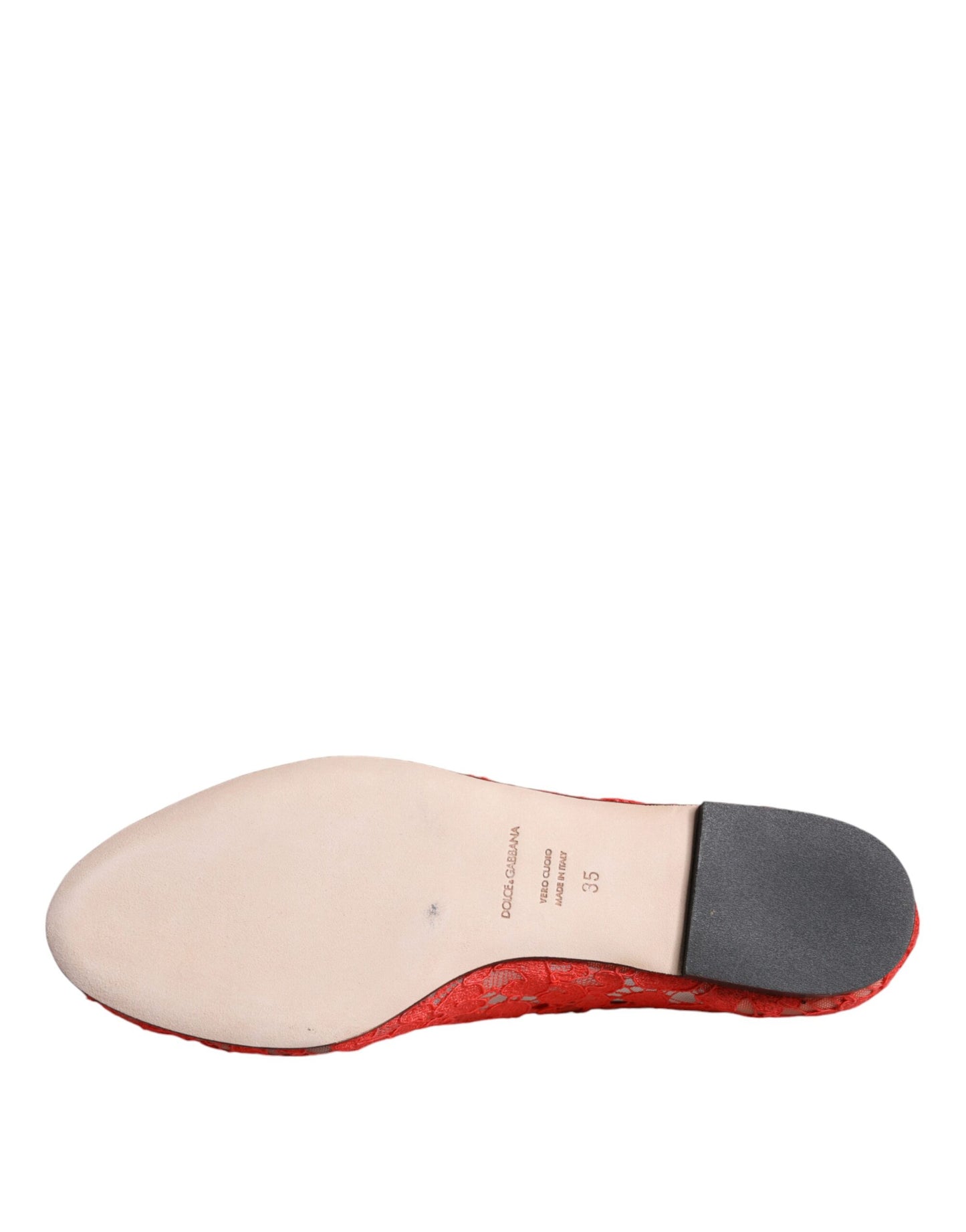 Mocassins ballerines en dentelle corail et cristaux Dolce & Gabbana