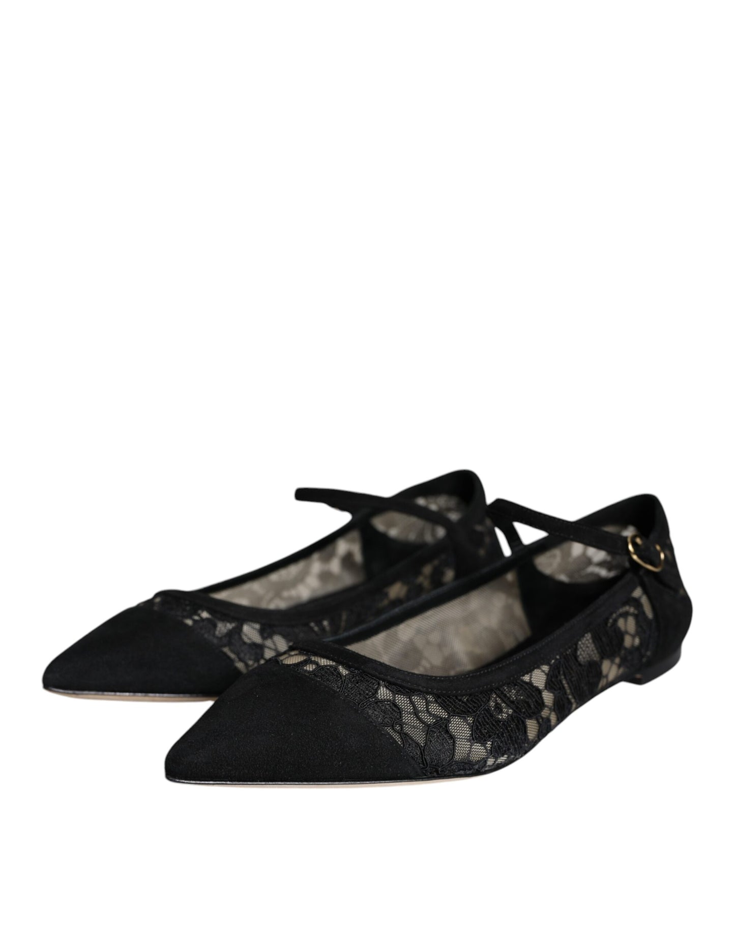 Chaussures plates Bellucci noires en dentelle Taormina de Dolce & Gabbana