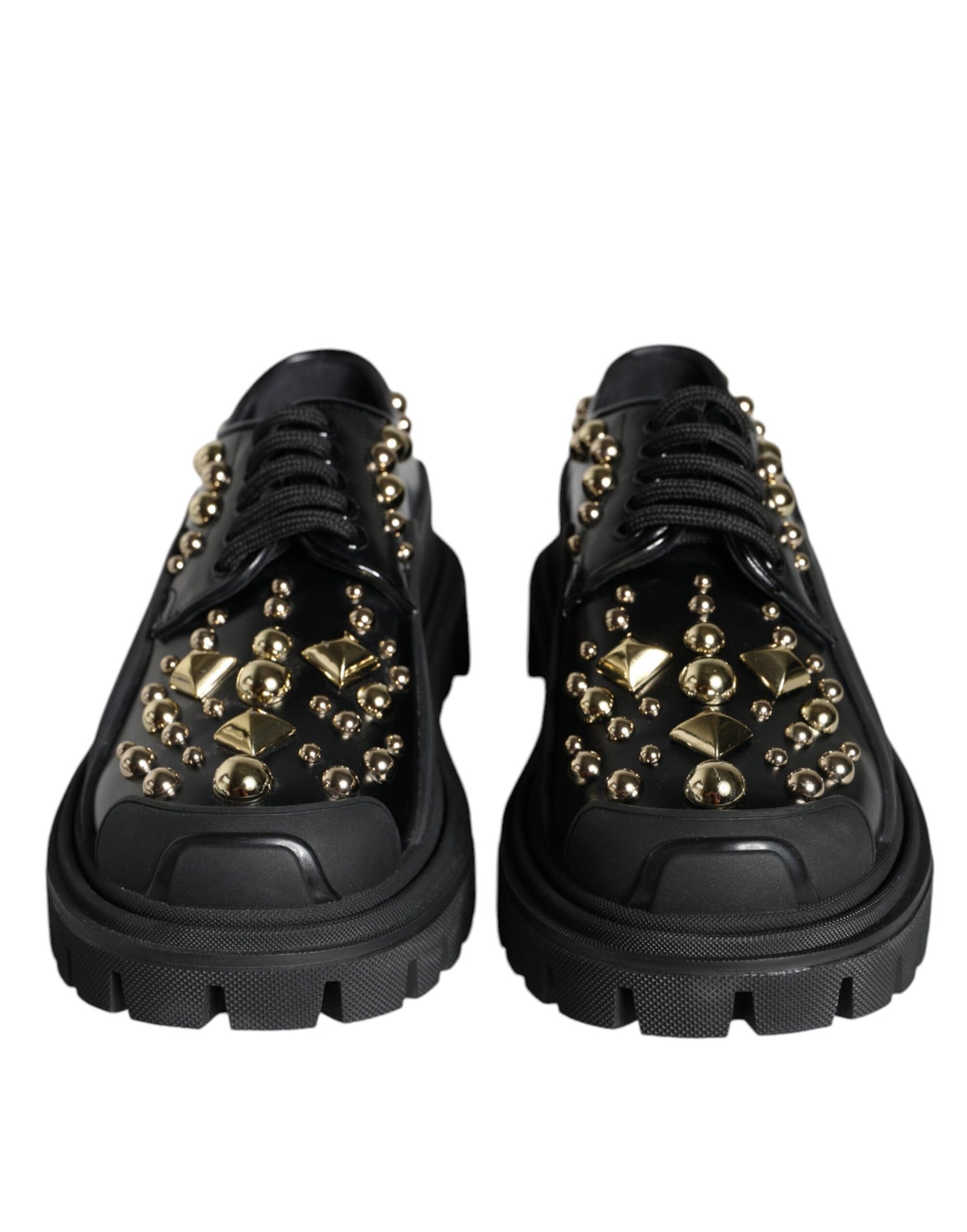 Chaussures de randonnée en cuir noir Dolce & Gabbana à ornements