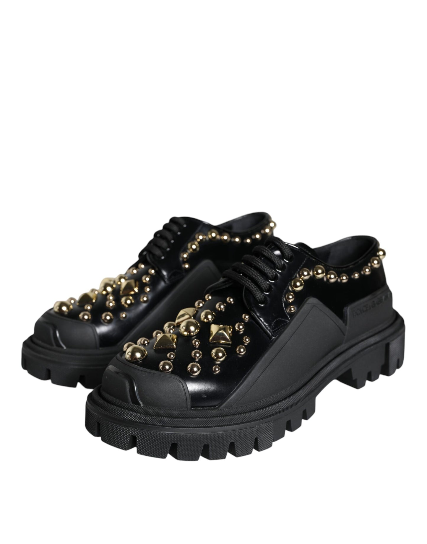 Chaussures de randonnée en cuir noir Dolce & Gabbana à ornements