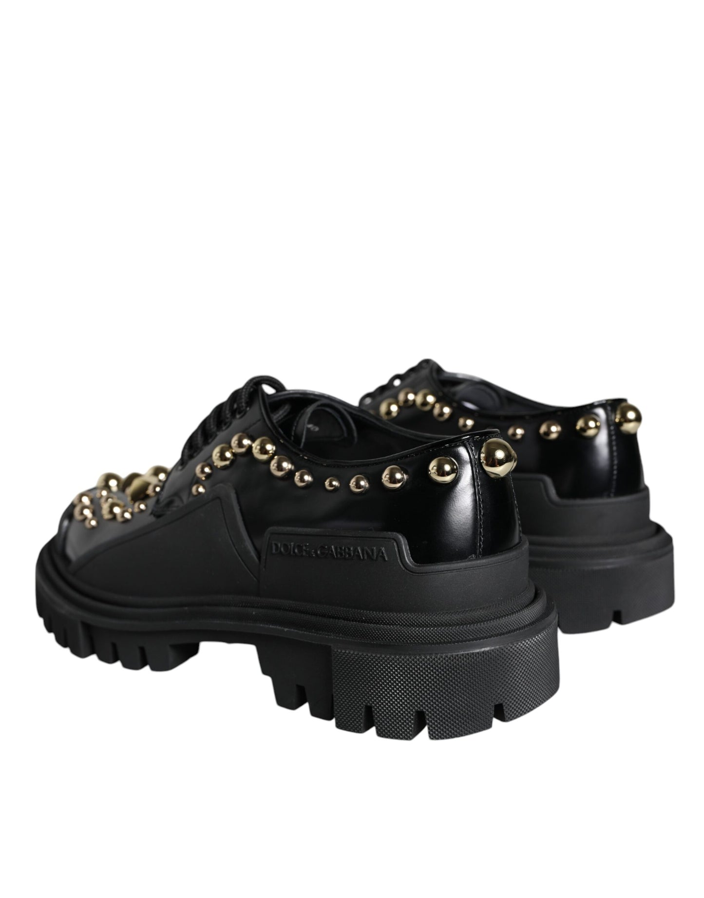 Chaussures de randonnée en cuir noir Dolce & Gabbana à ornements