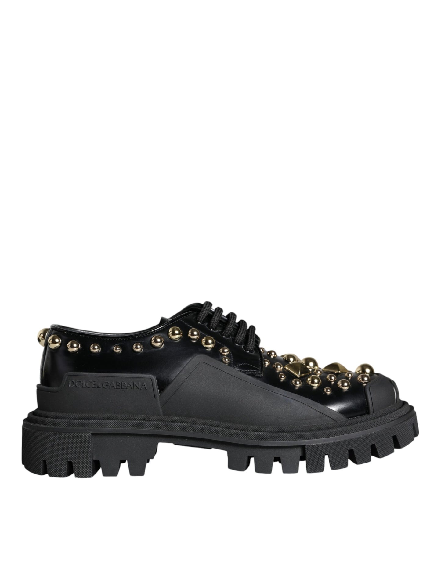 Chaussures de randonnée en cuir noir Dolce & Gabbana à ornements