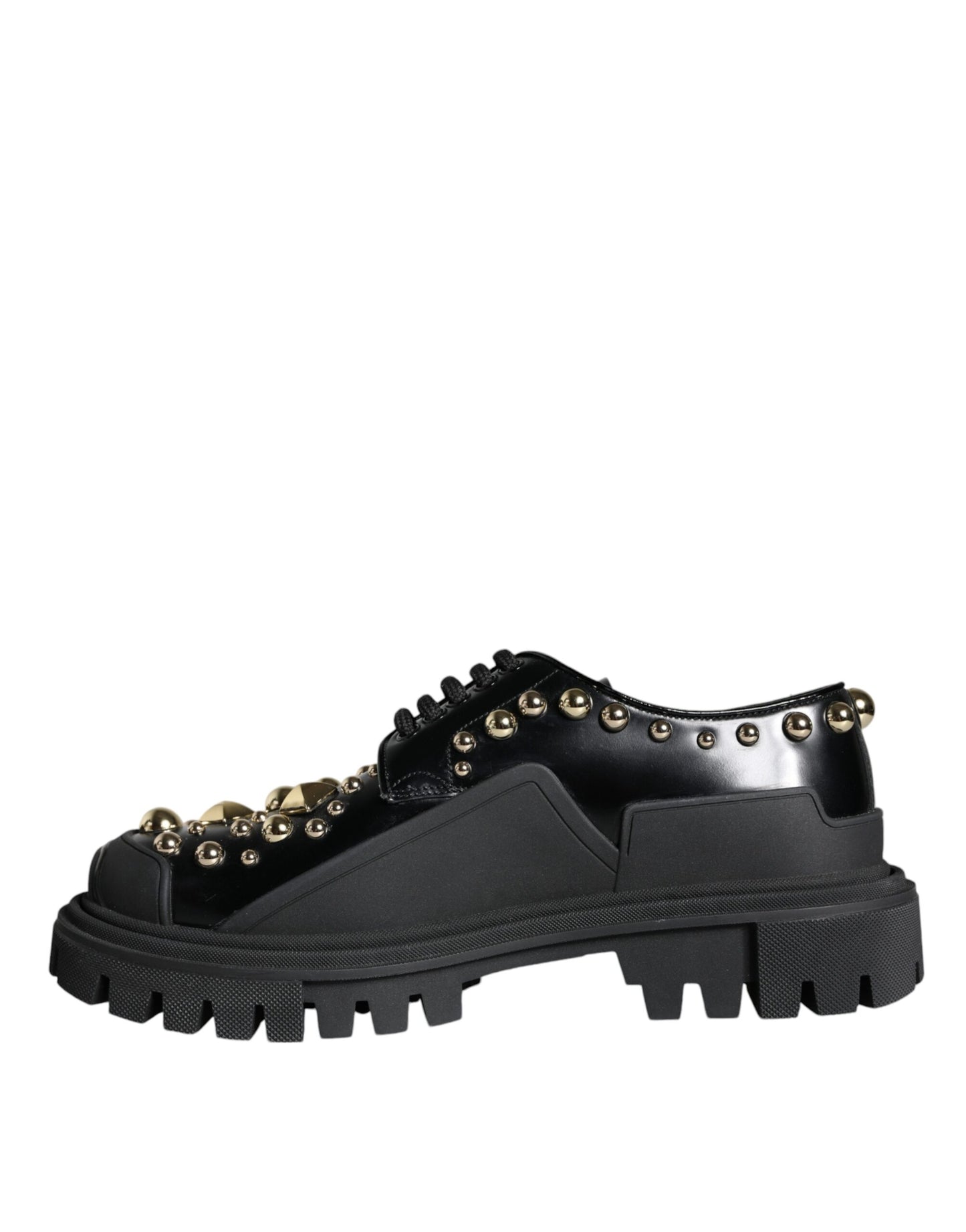 Chaussures de randonnée en cuir noir Dolce & Gabbana à ornements
