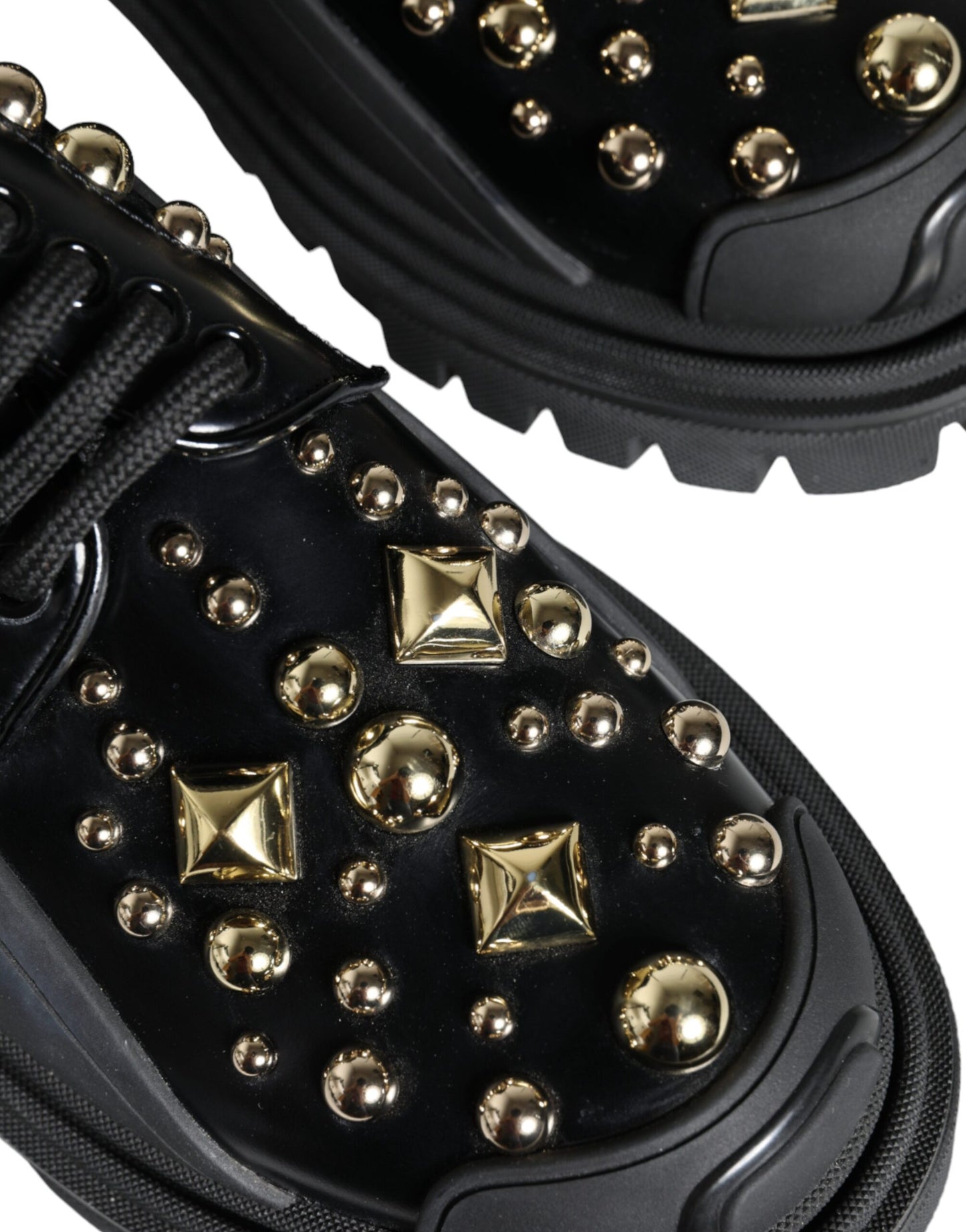 Chaussures de randonnée en cuir noir Dolce & Gabbana à ornements