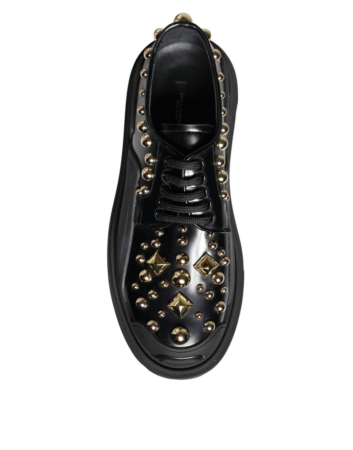 Chaussures de randonnée en cuir noir Dolce & Gabbana à ornements