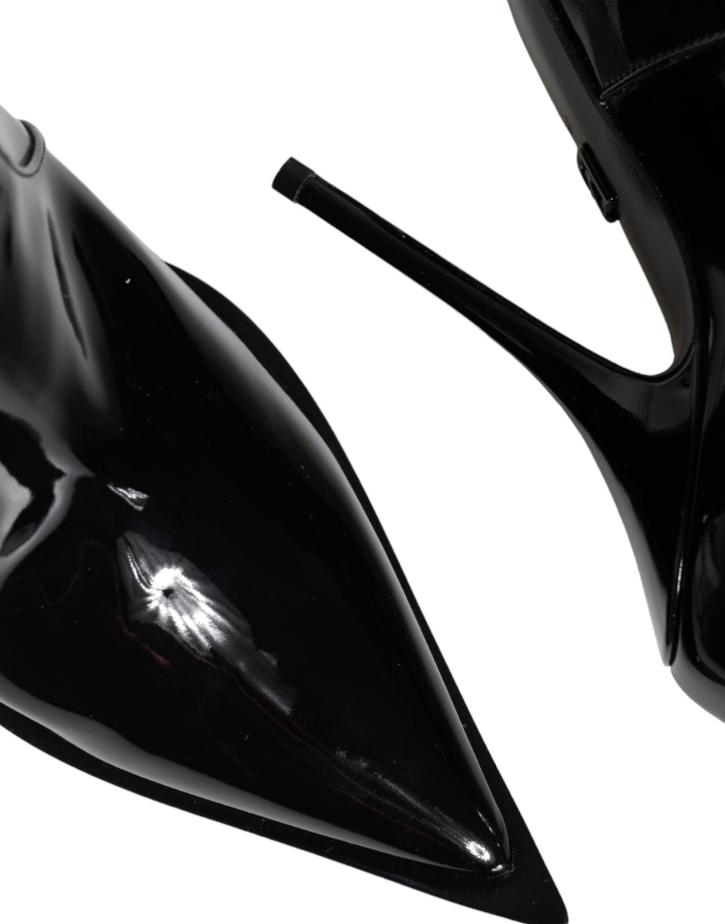 Bottines pointues en cuir verni noir Dolce & Gabbana