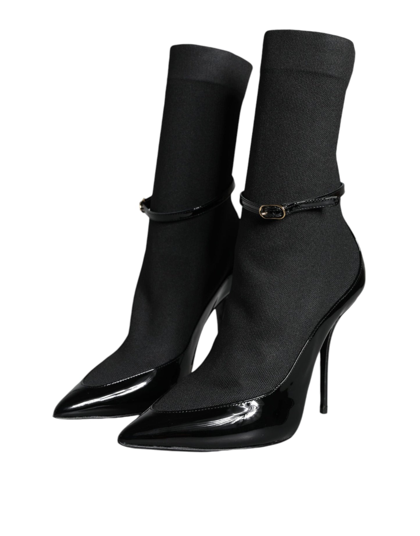 Dolce & Gabbana Bottines à talons aiguilles en cuir noir Chaussettes Chaussures