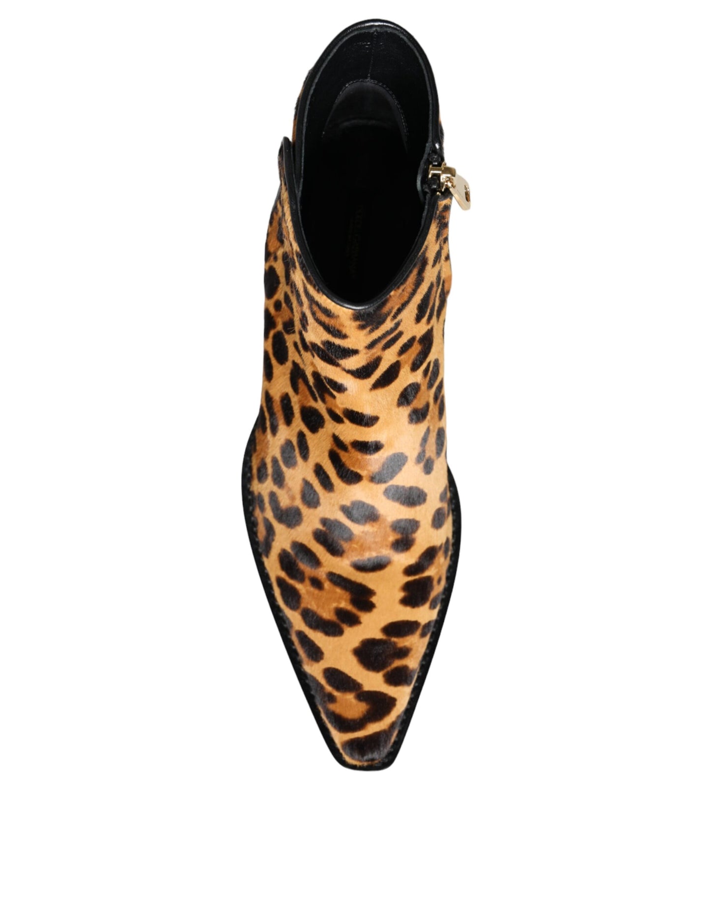Bottines en fourrure de veau léopard marron Dolce & Gabbana