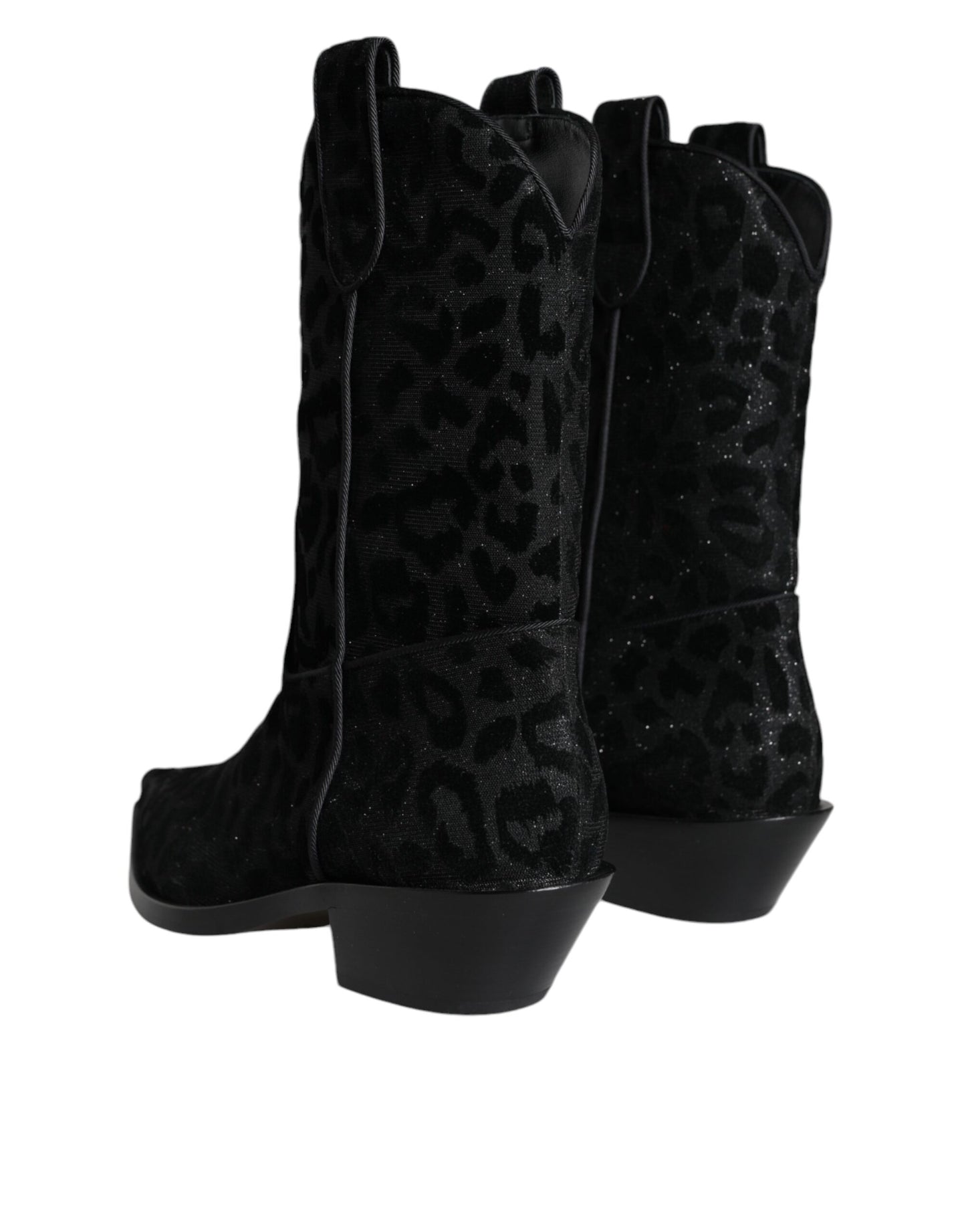 Bottes de cowboy léopard noires et grises Dolce & Gabbana