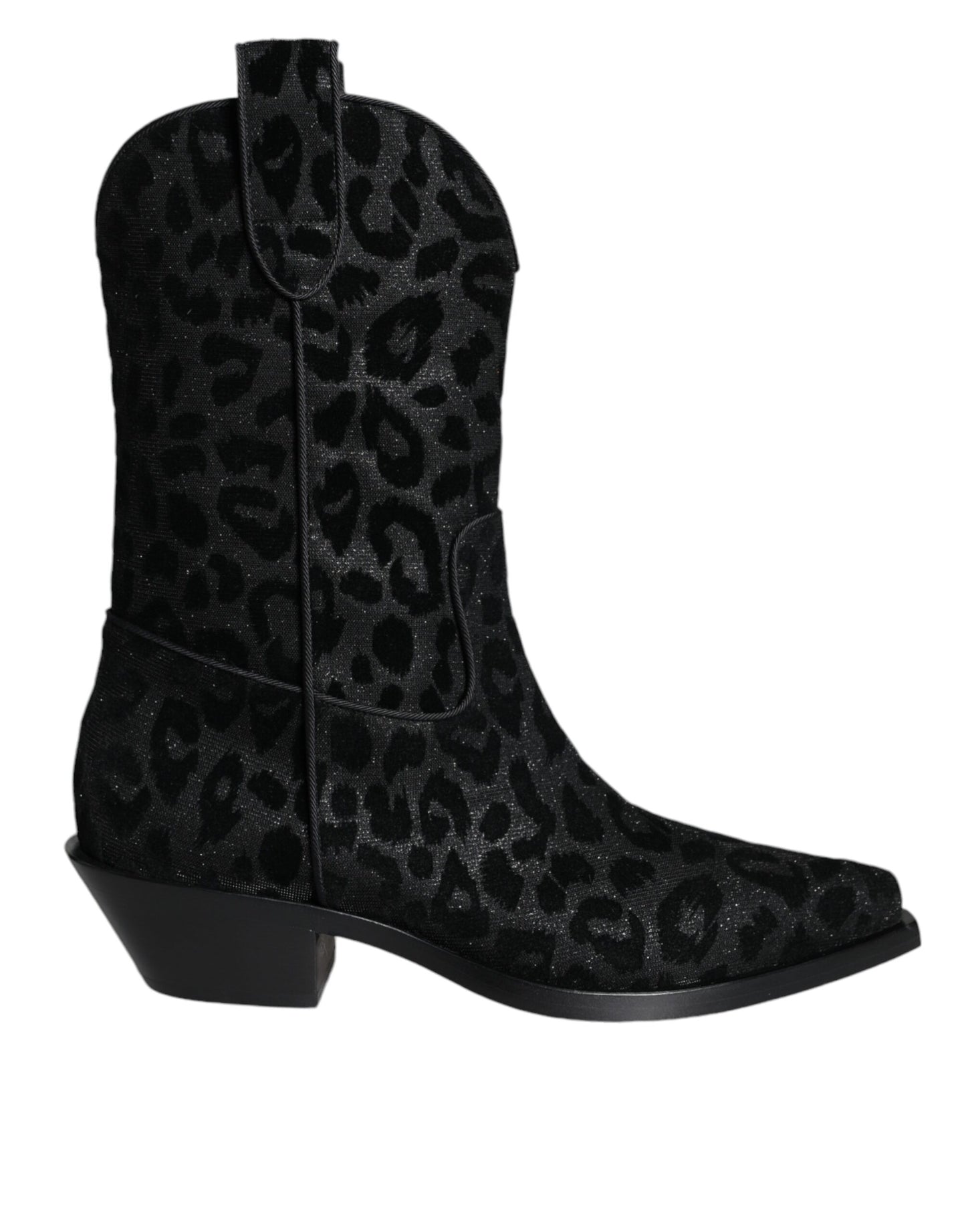 Bottes de cowboy léopard noires et grises Dolce & Gabbana