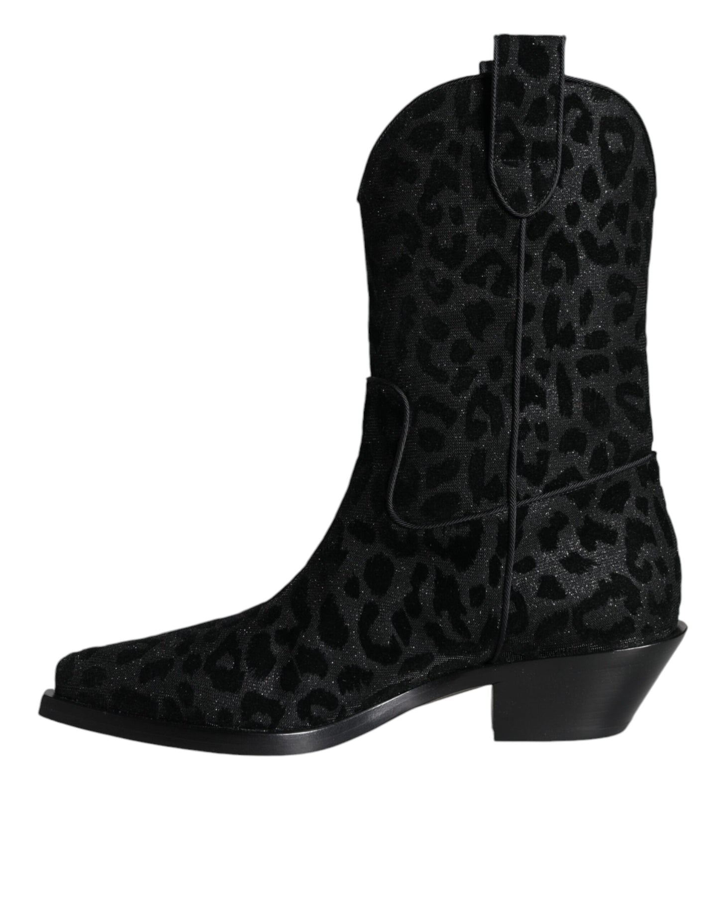 Bottes de cowboy léopard noires et grises Dolce & Gabbana