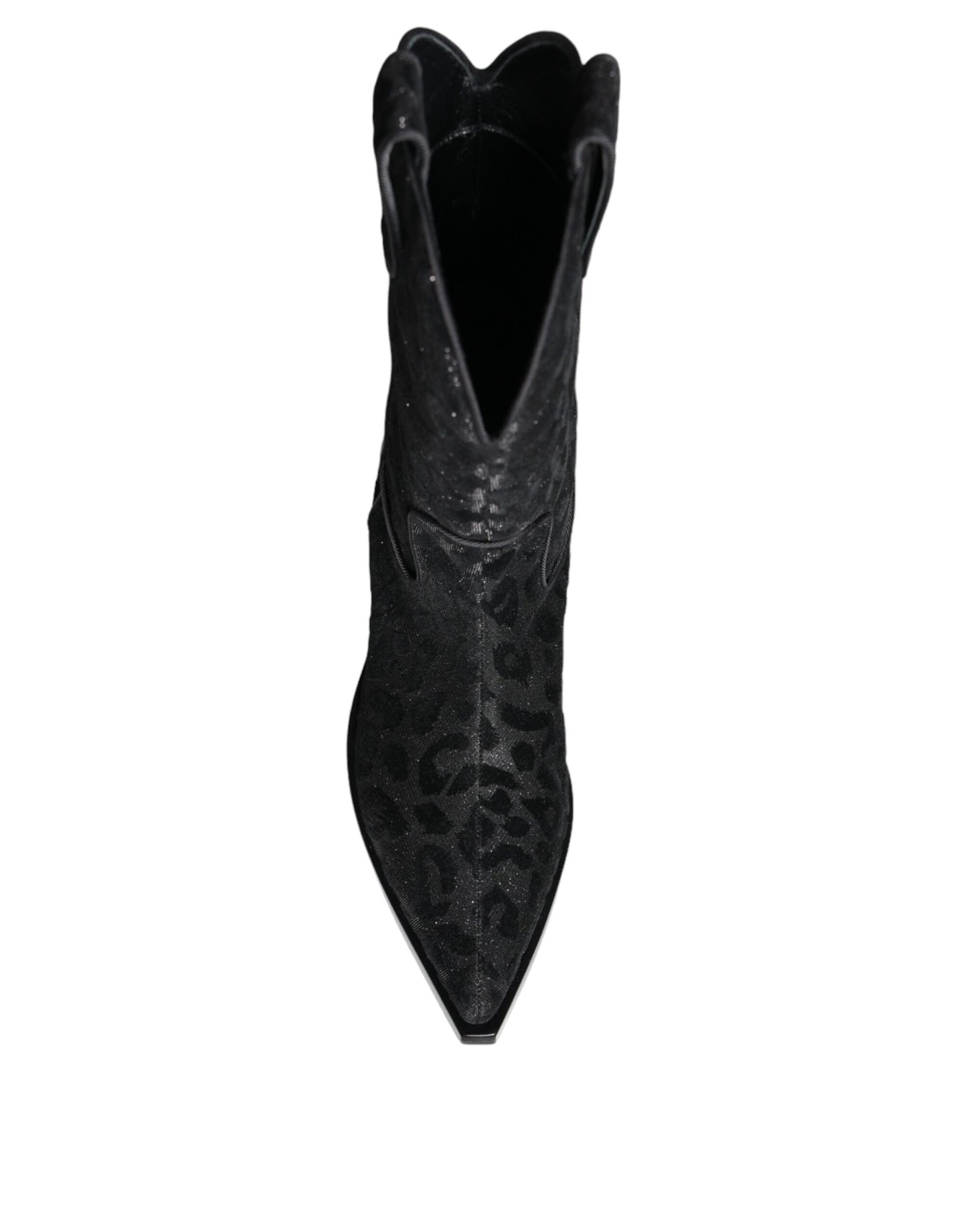 Bottes de cowboy léopard noires et grises Dolce & Gabbana