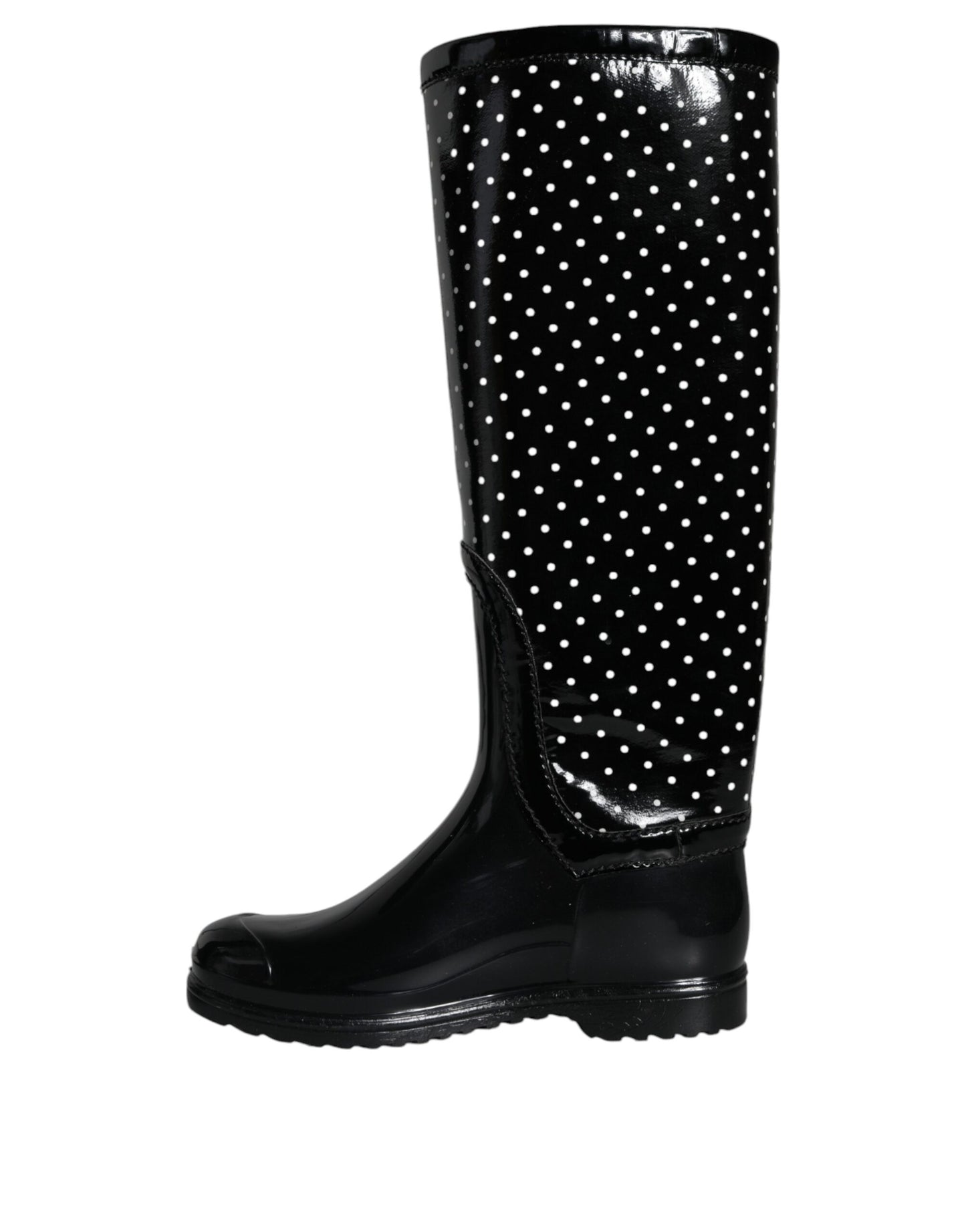 Bottes hautes en caoutchouc noires à pois Dolce & Gabbana