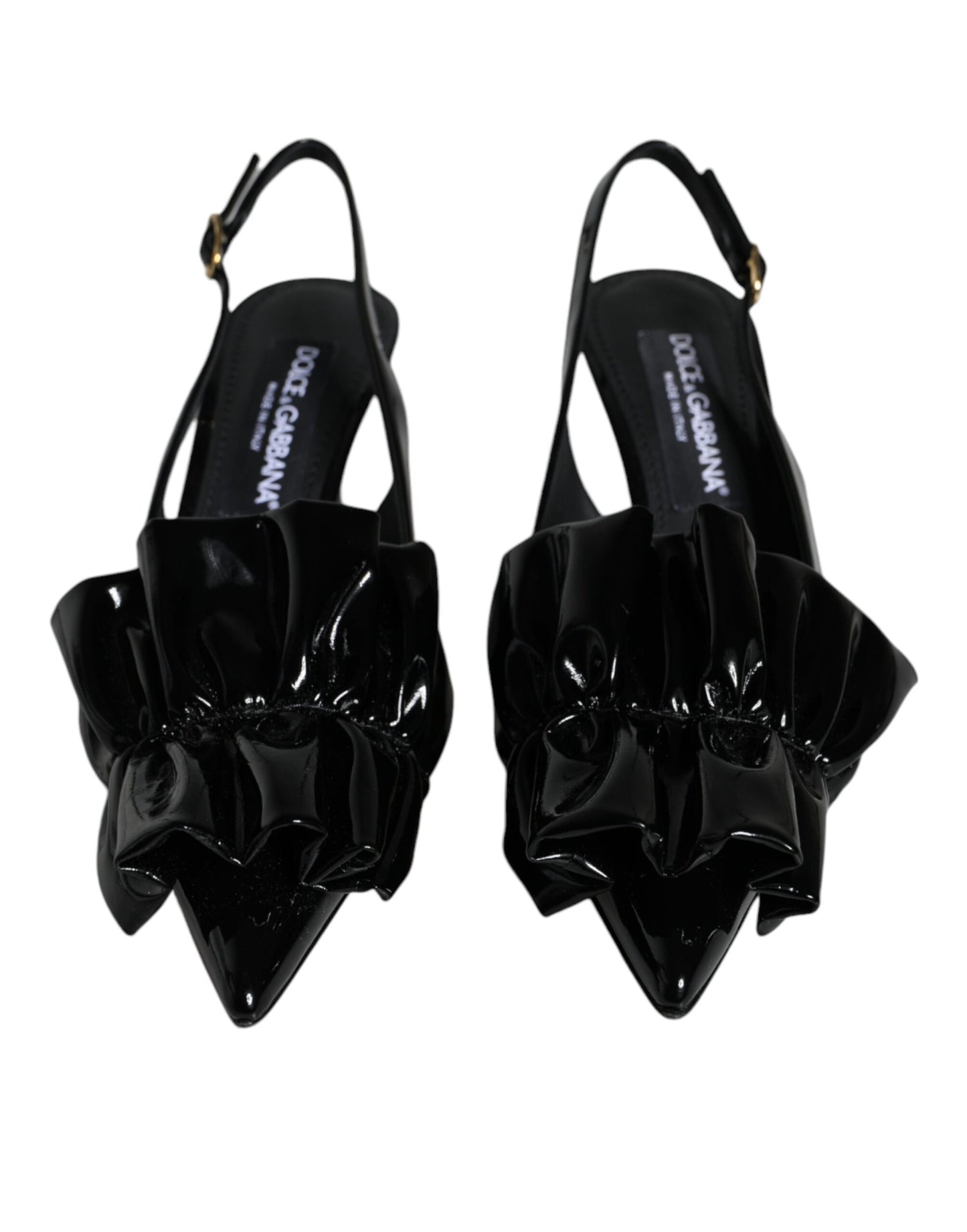 Chaussures à talons et bride arrière en cuir verni noir Dolce & Gabbana