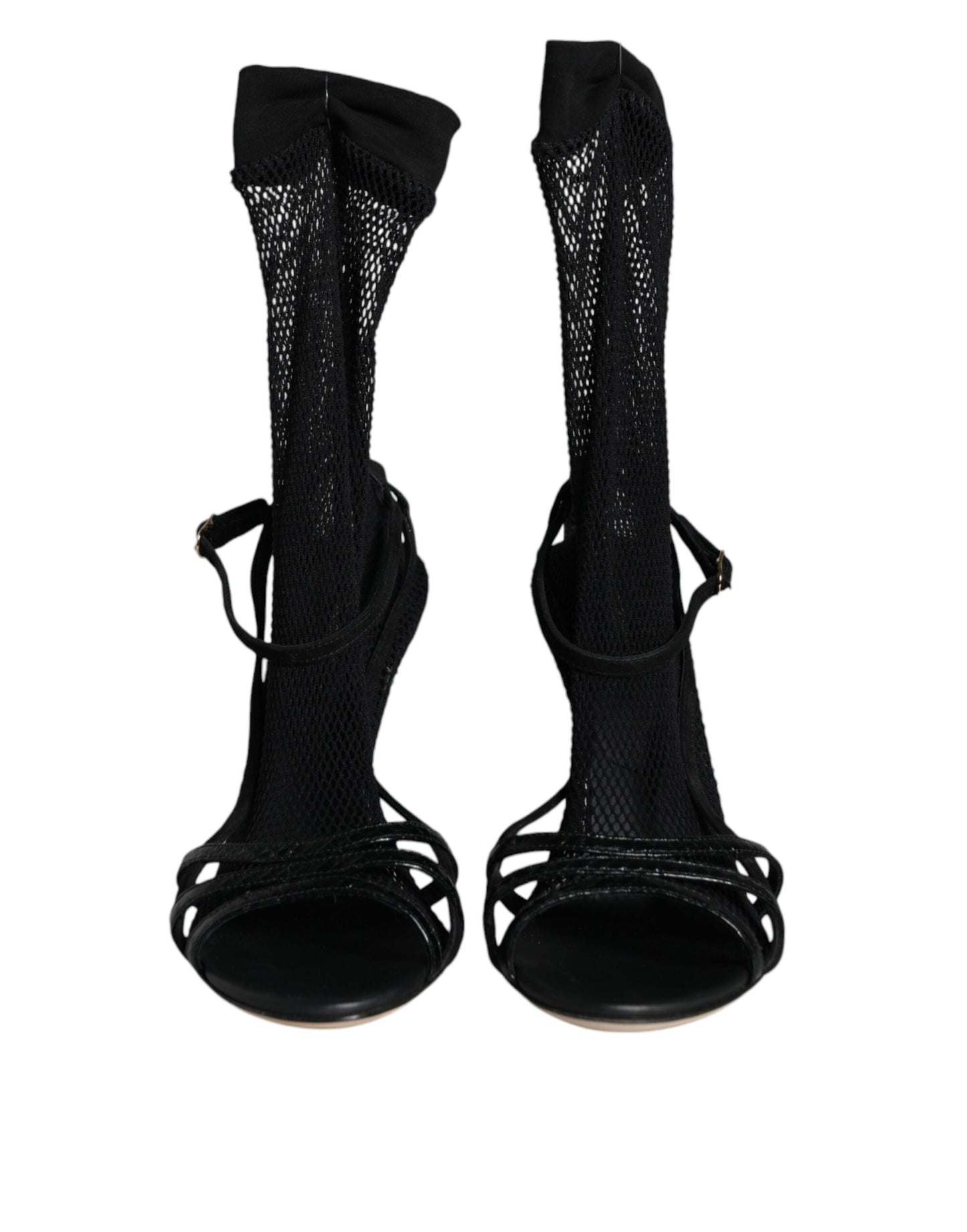 Sandales à talons aiguilles en maille noire Dolce & Gabbana