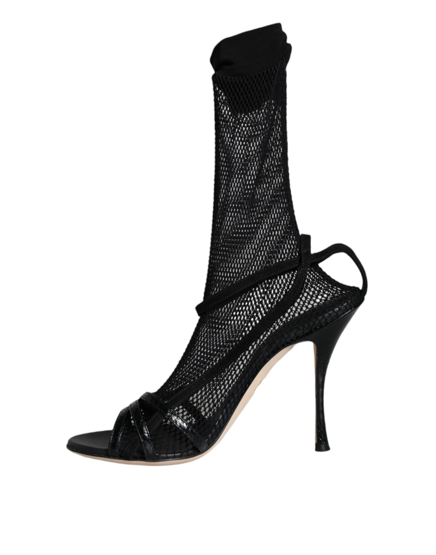 Sandales à talons aiguilles en maille noire Dolce & Gabbana