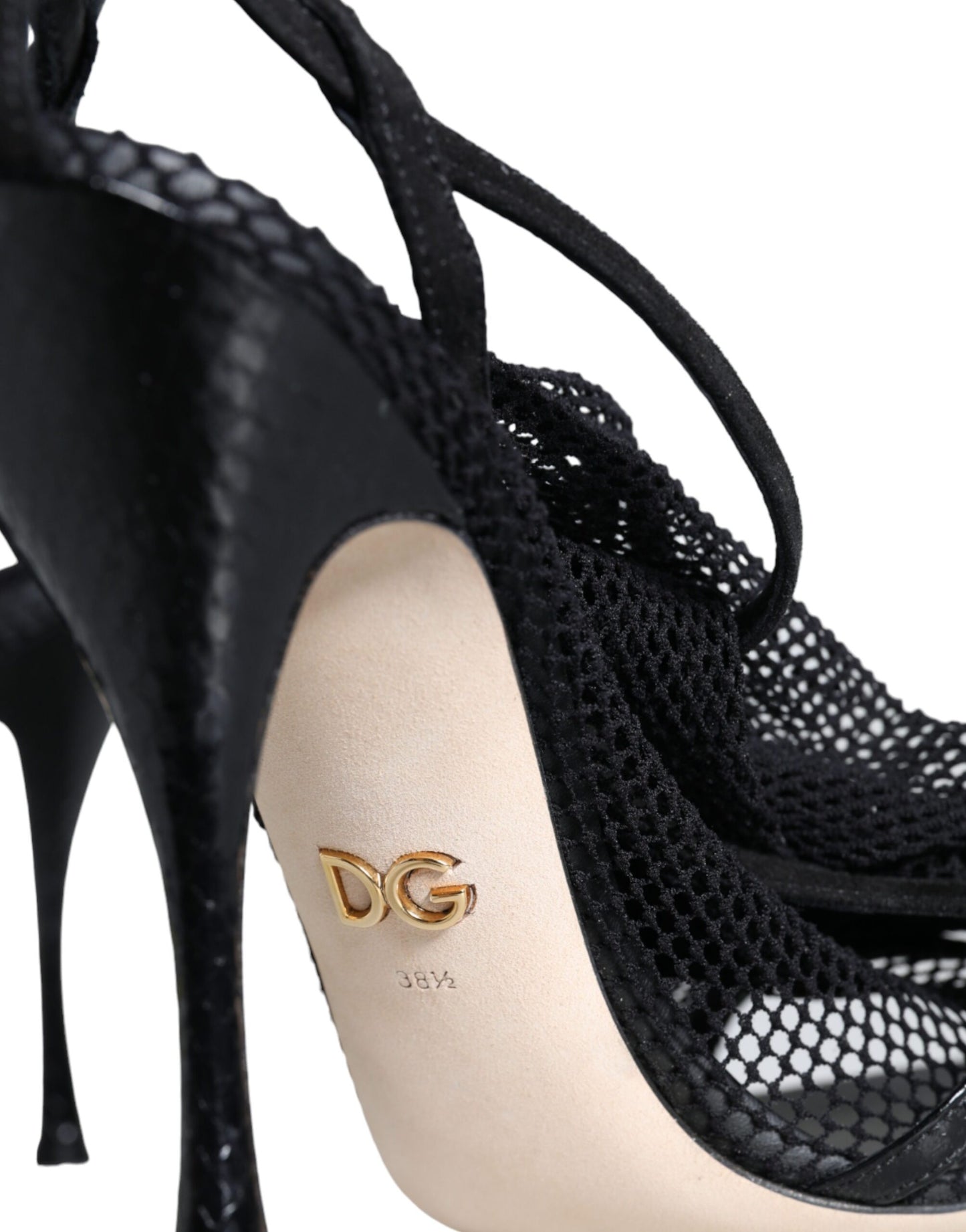 Sandales à talons aiguilles en maille noire Dolce & Gabbana
