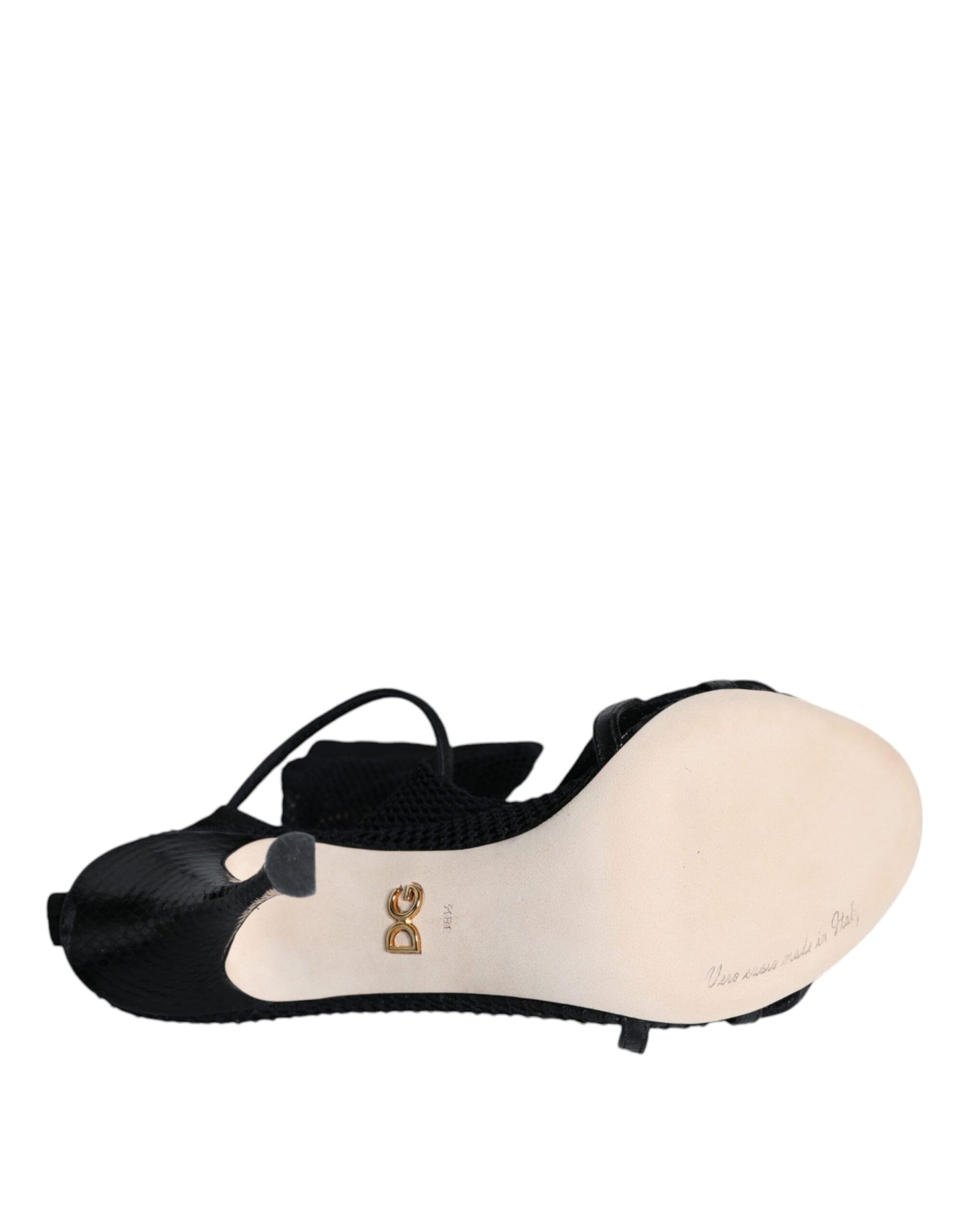 Sandales à talons aiguilles en maille noire Dolce & Gabbana