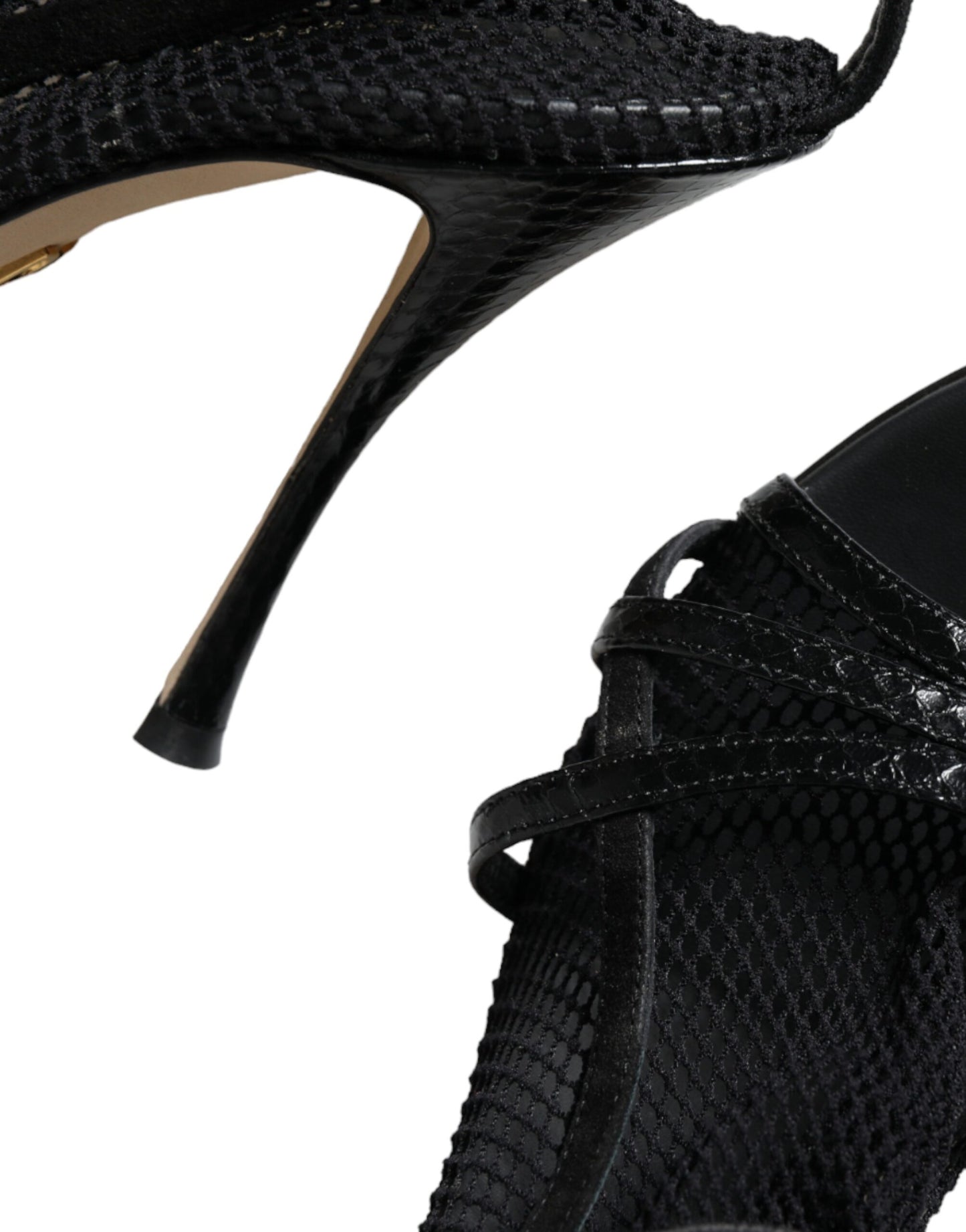 Sandales à talons aiguilles en maille noire Dolce & Gabbana