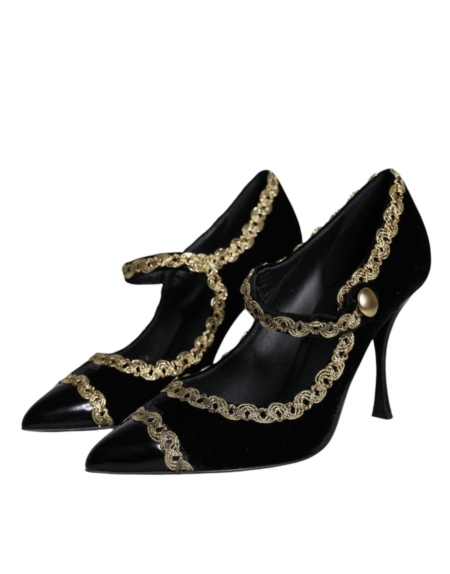 Escarpins Dolce & Gabbana Mary Janes noirs en velours doré