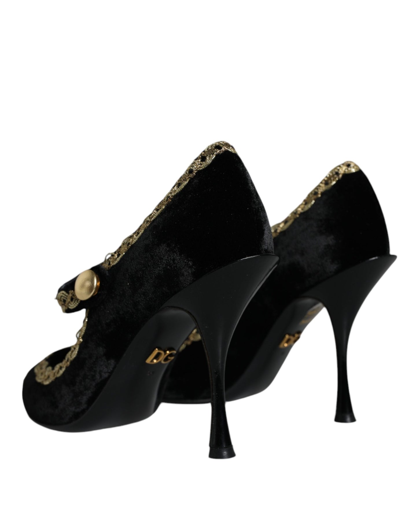 Escarpins Dolce & Gabbana Mary Janes noirs en velours doré