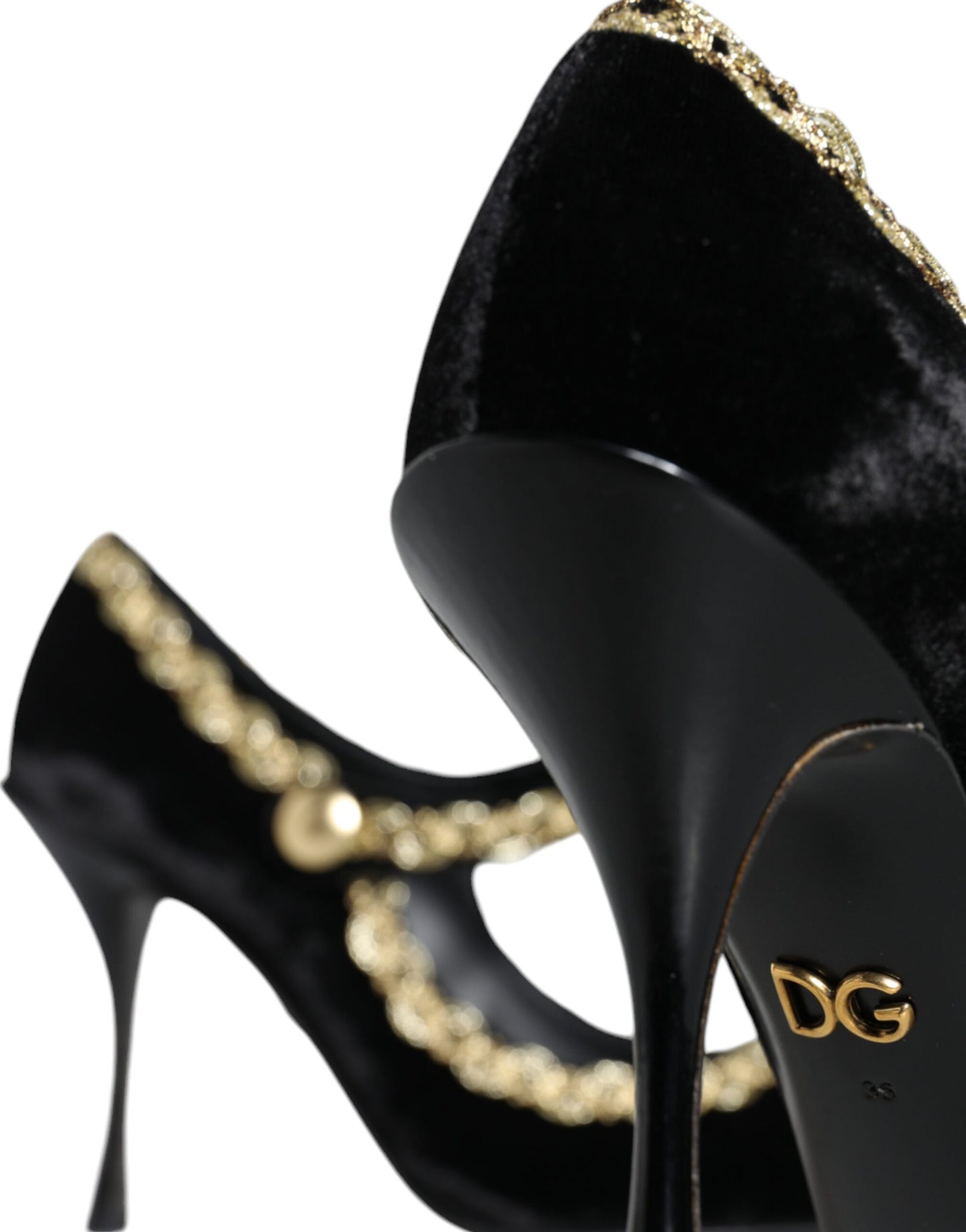 Escarpins Dolce & Gabbana Mary Janes noirs en velours doré