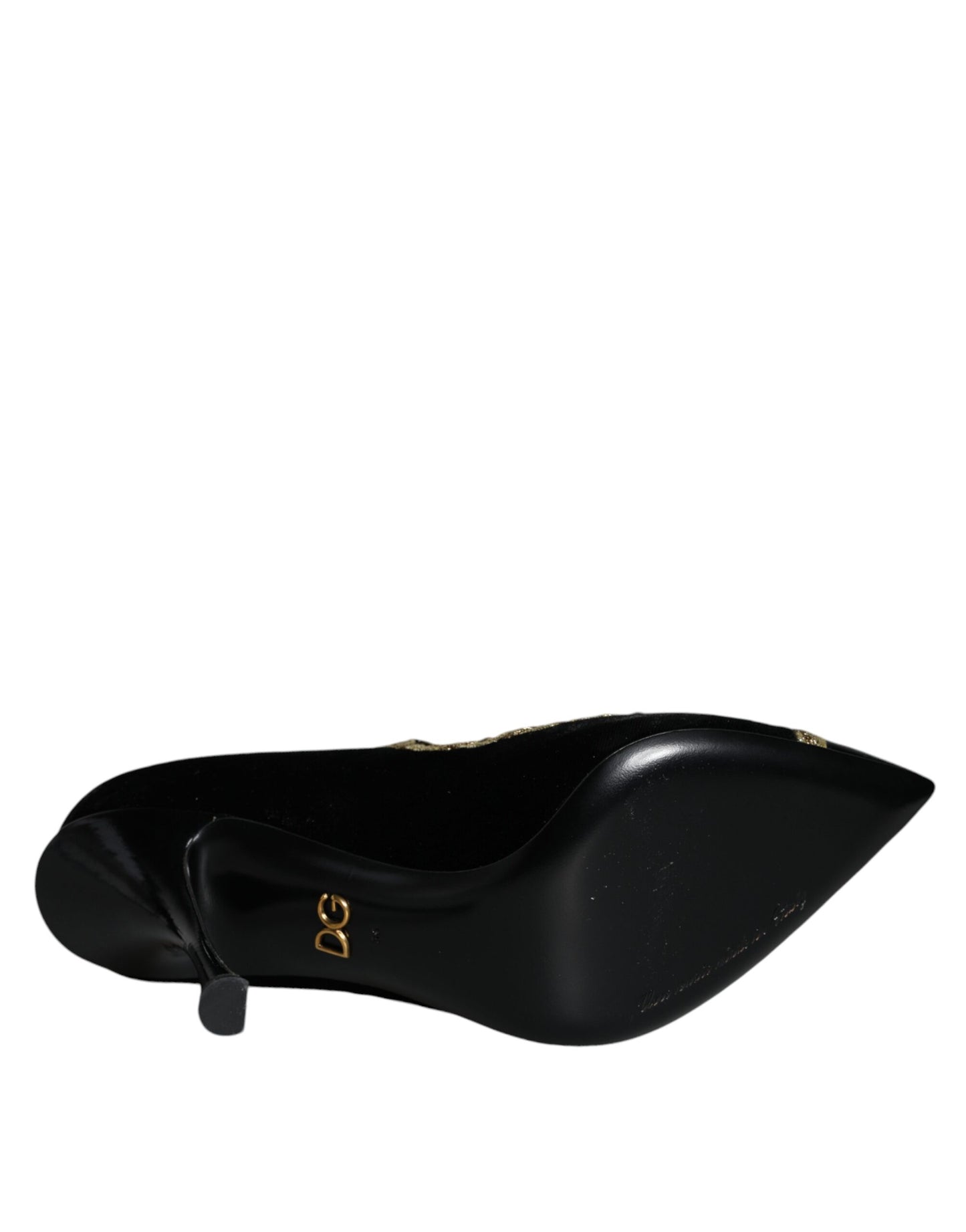 Escarpins Dolce & Gabbana Mary Janes noirs en velours doré