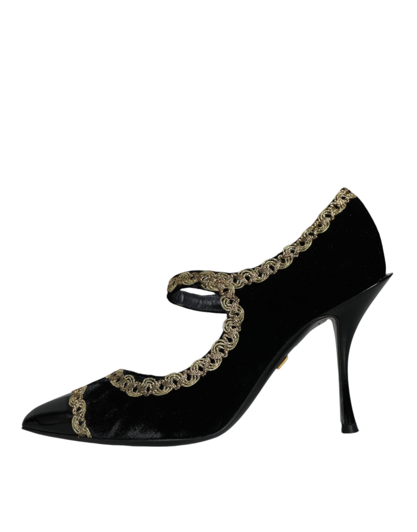 Escarpins Dolce & Gabbana Mary Janes noirs en velours doré