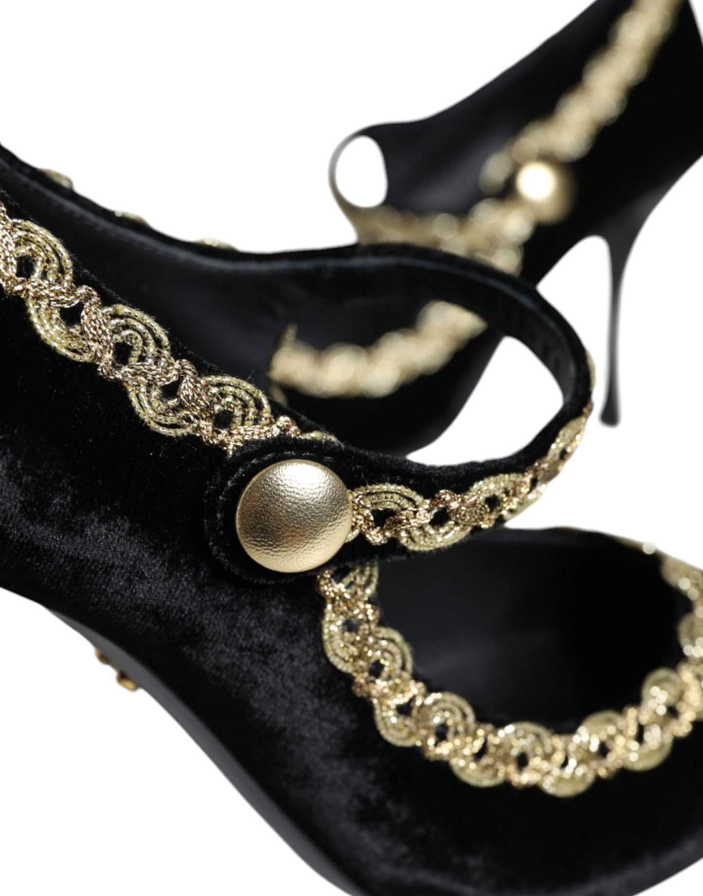 Escarpins Dolce & Gabbana Mary Janes noirs en velours doré