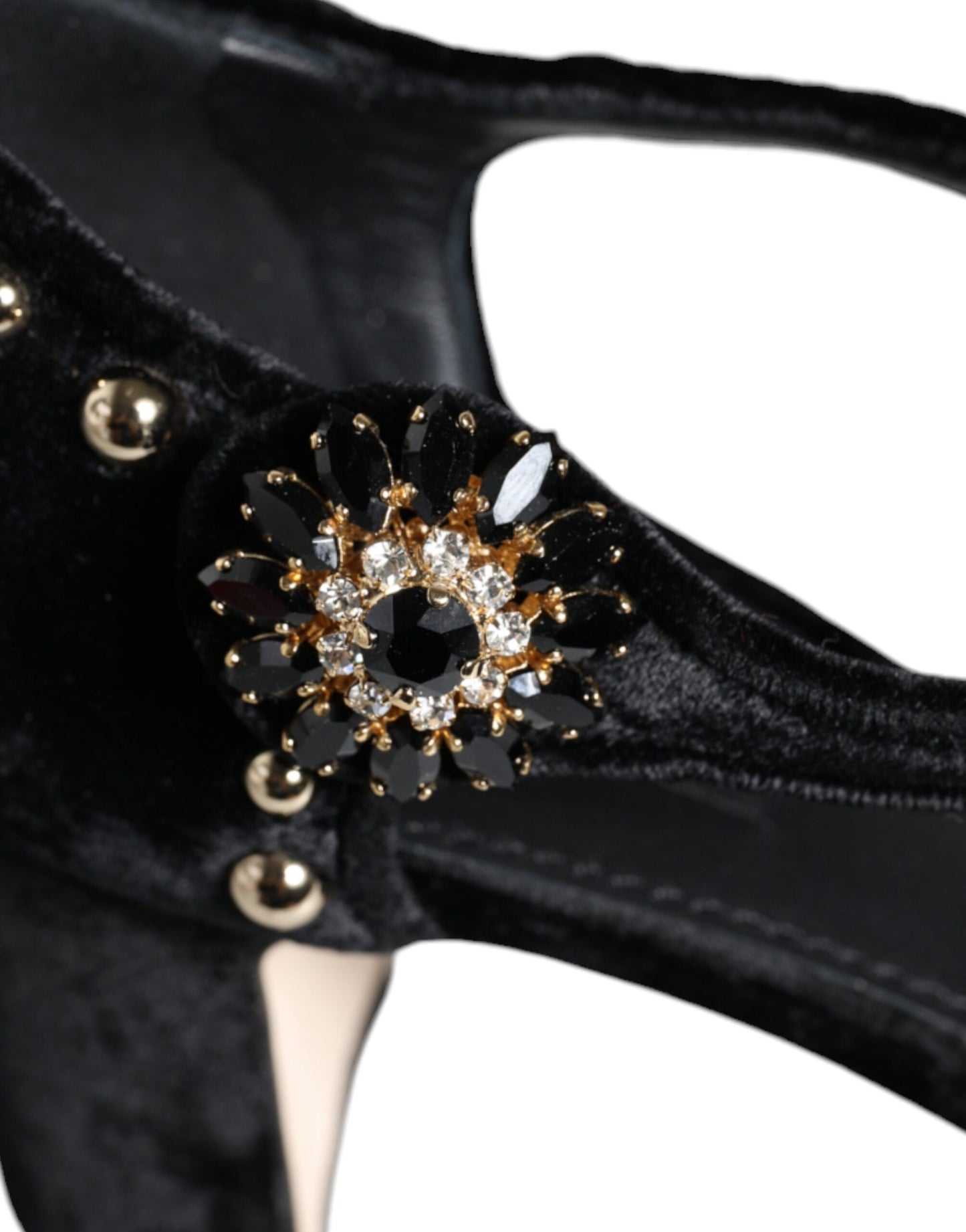 Escarpins Dolce & Gabbana en velours noir avec bride cheville et roses
